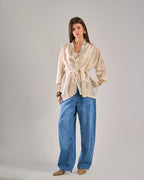 Pearl Buttons Cardigan in Beige