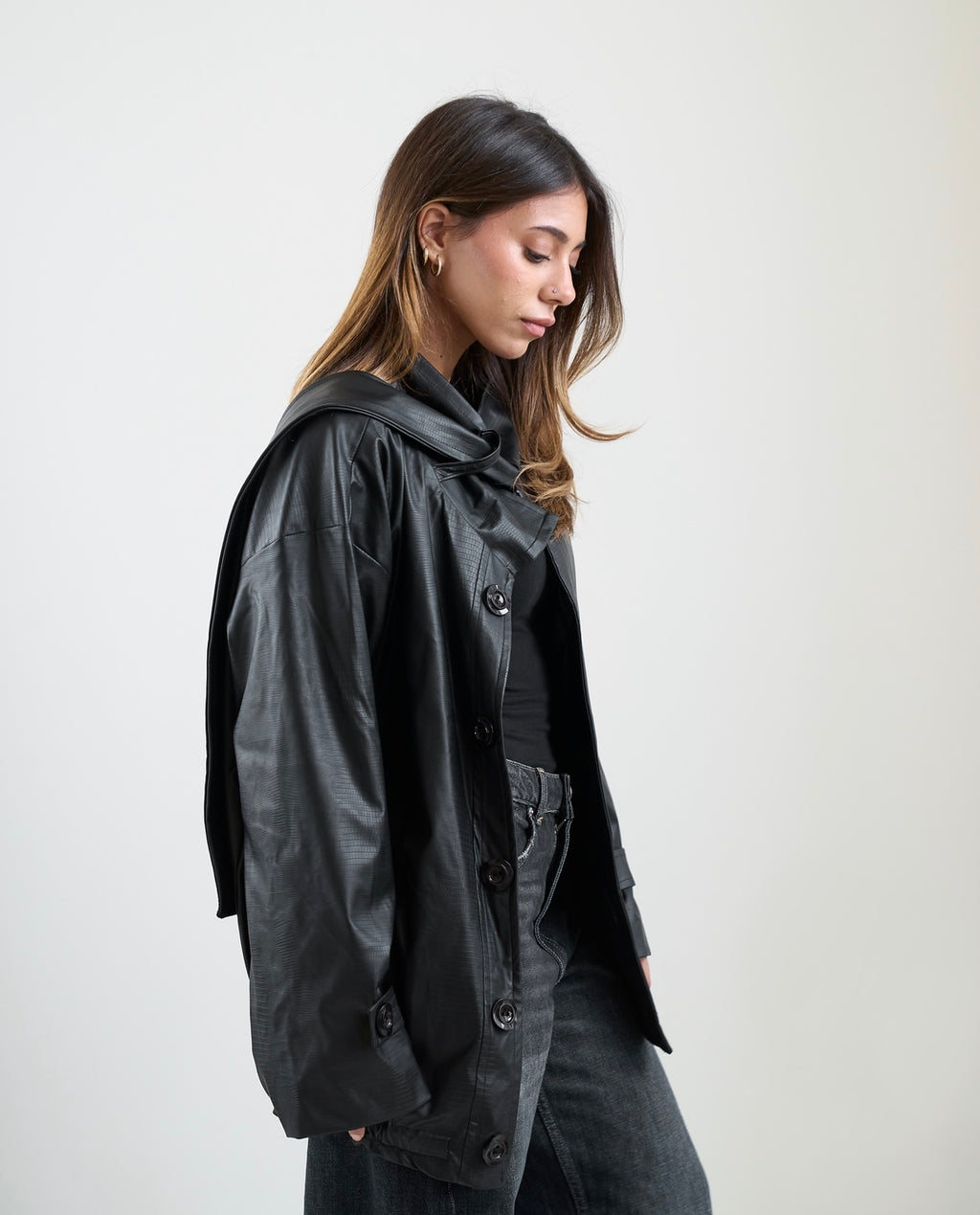 Leather Jacket with Scarf