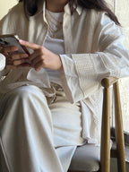 White Shirt with Loose Strips