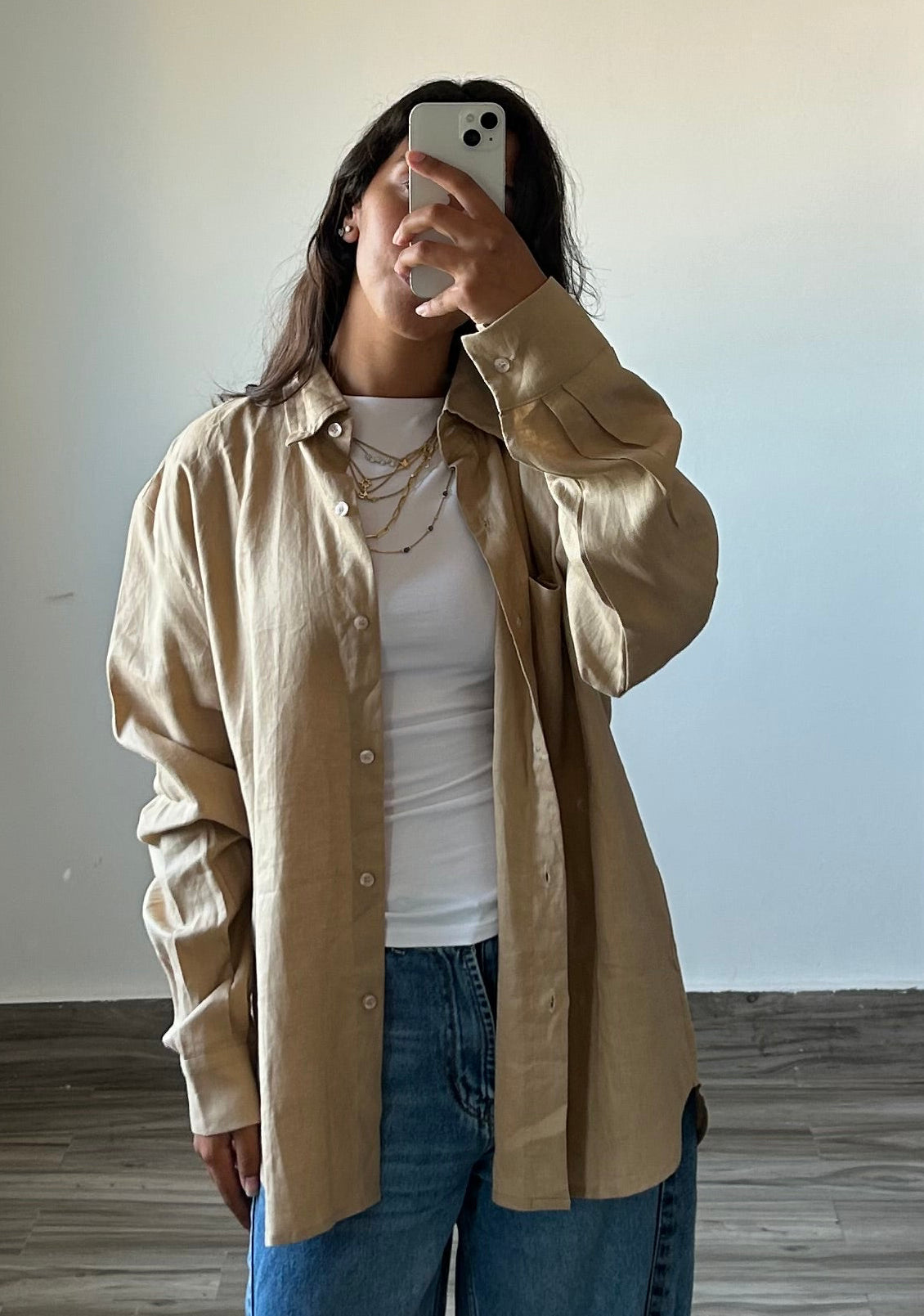 Pure Linen Shirt in Beige