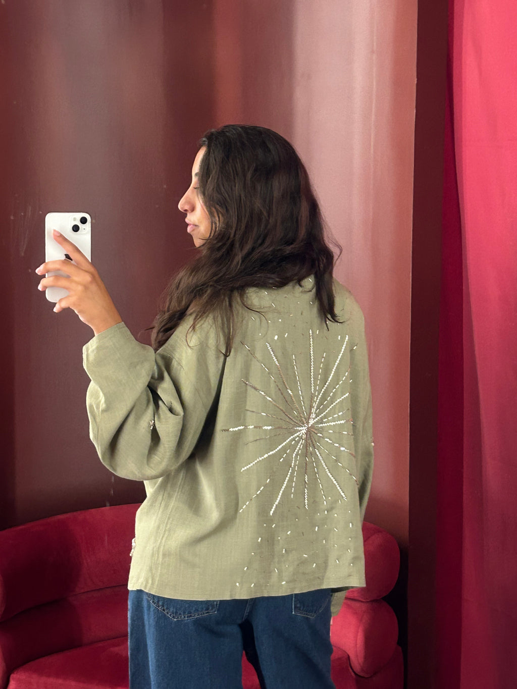 The Star Linen Top in Olive