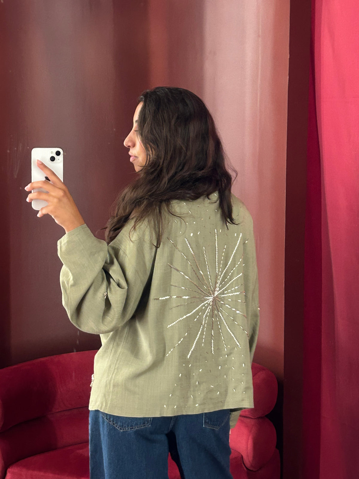 The Star Linen Top in Olive