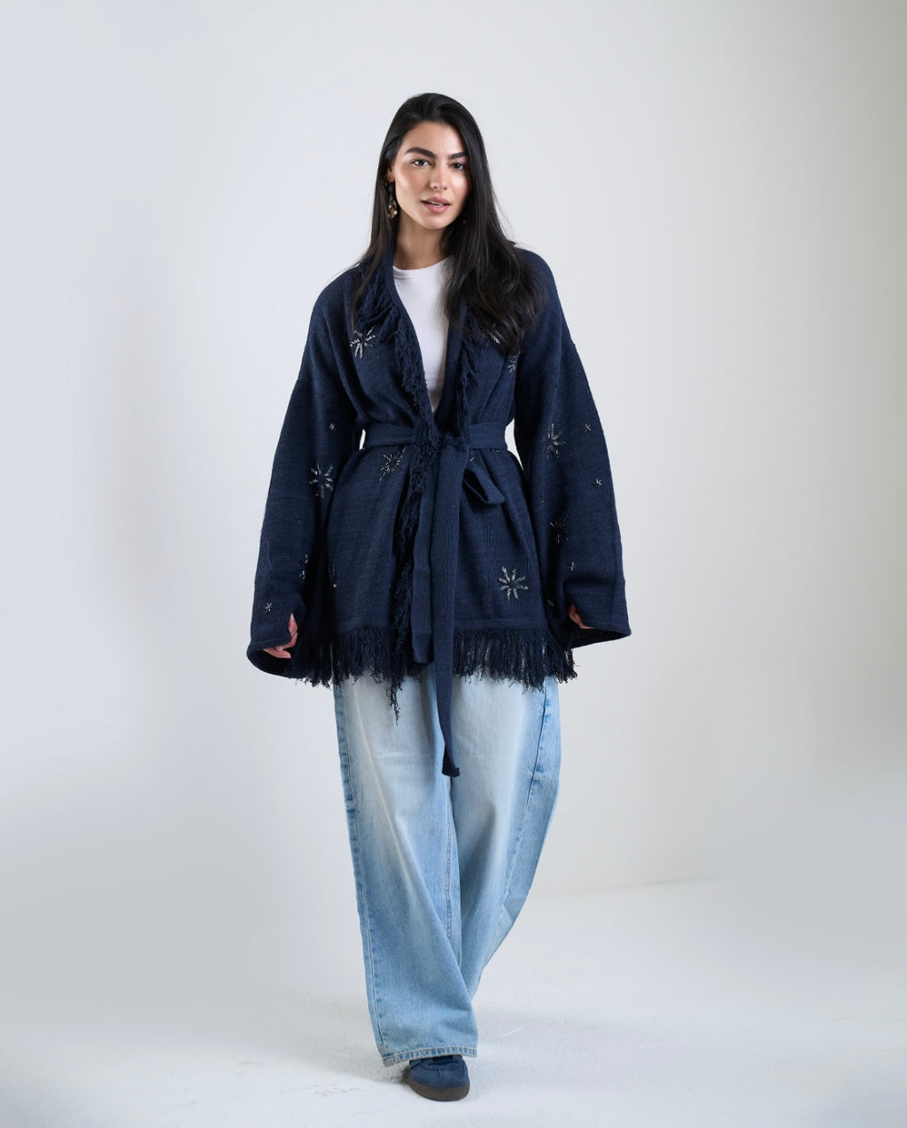 Star Knit Cardigan in Navy