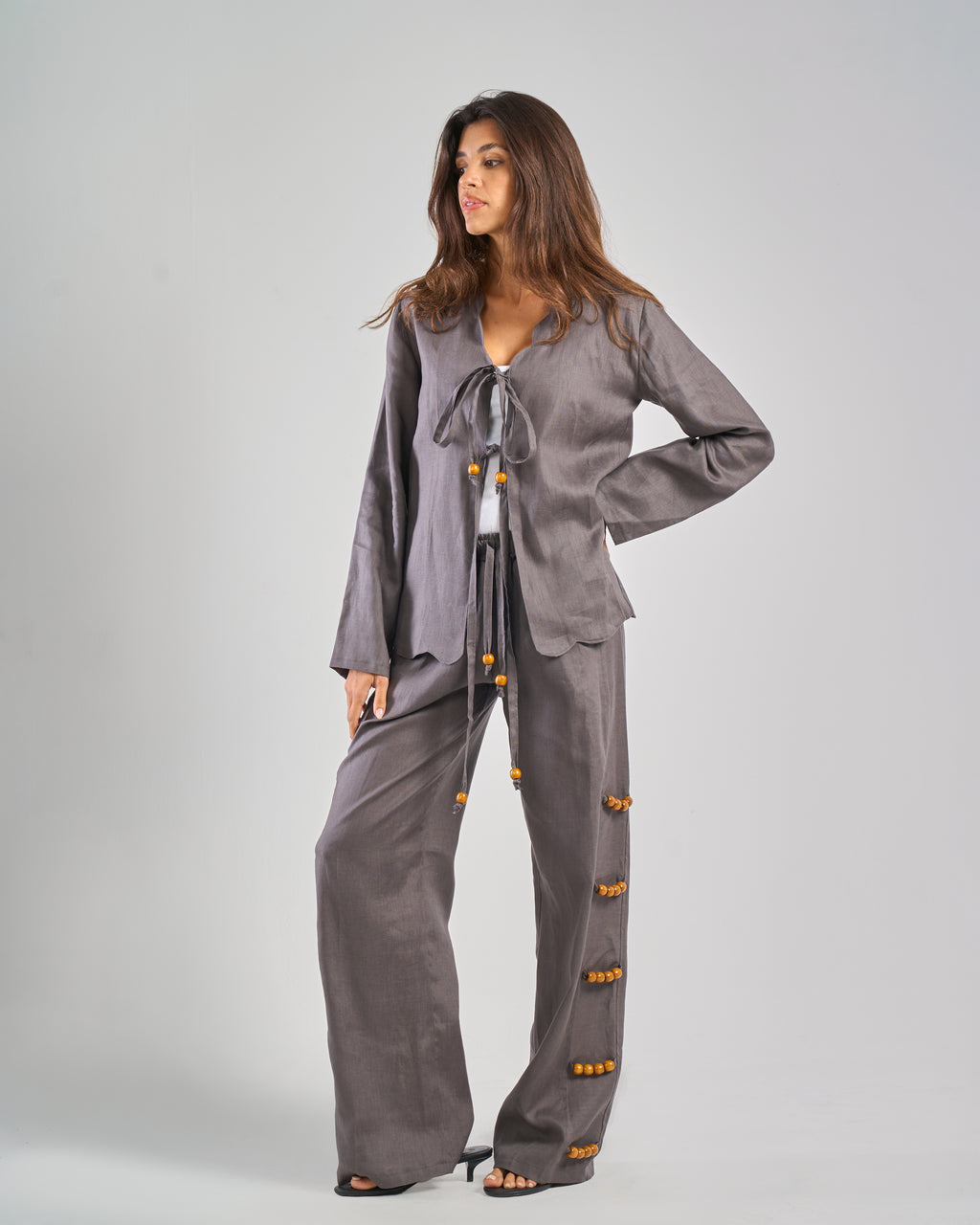 Pure Linen Pants in Grey