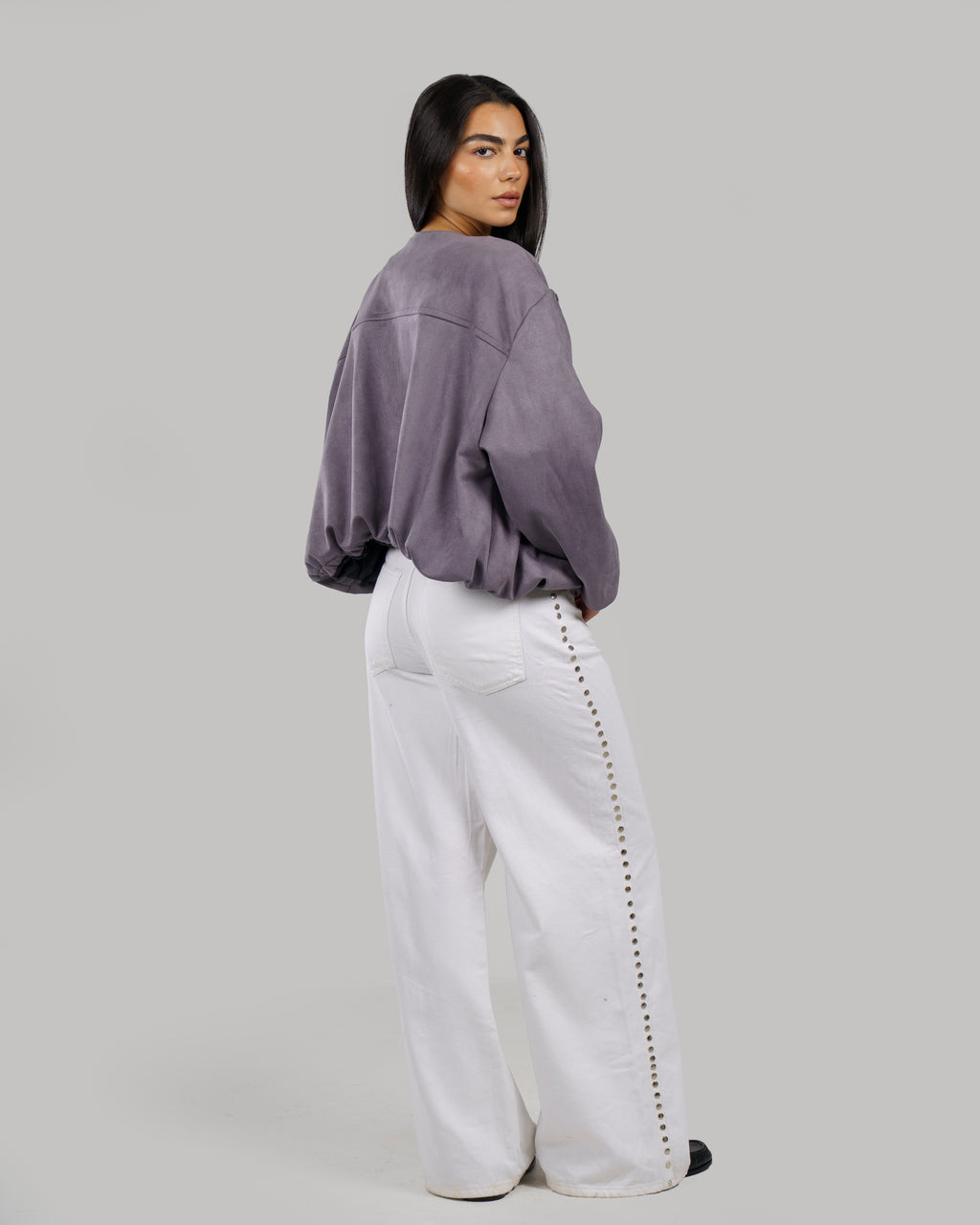 Balloon Suede Jacket in Grey