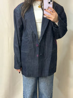 Denim Blazer x Suede Back
