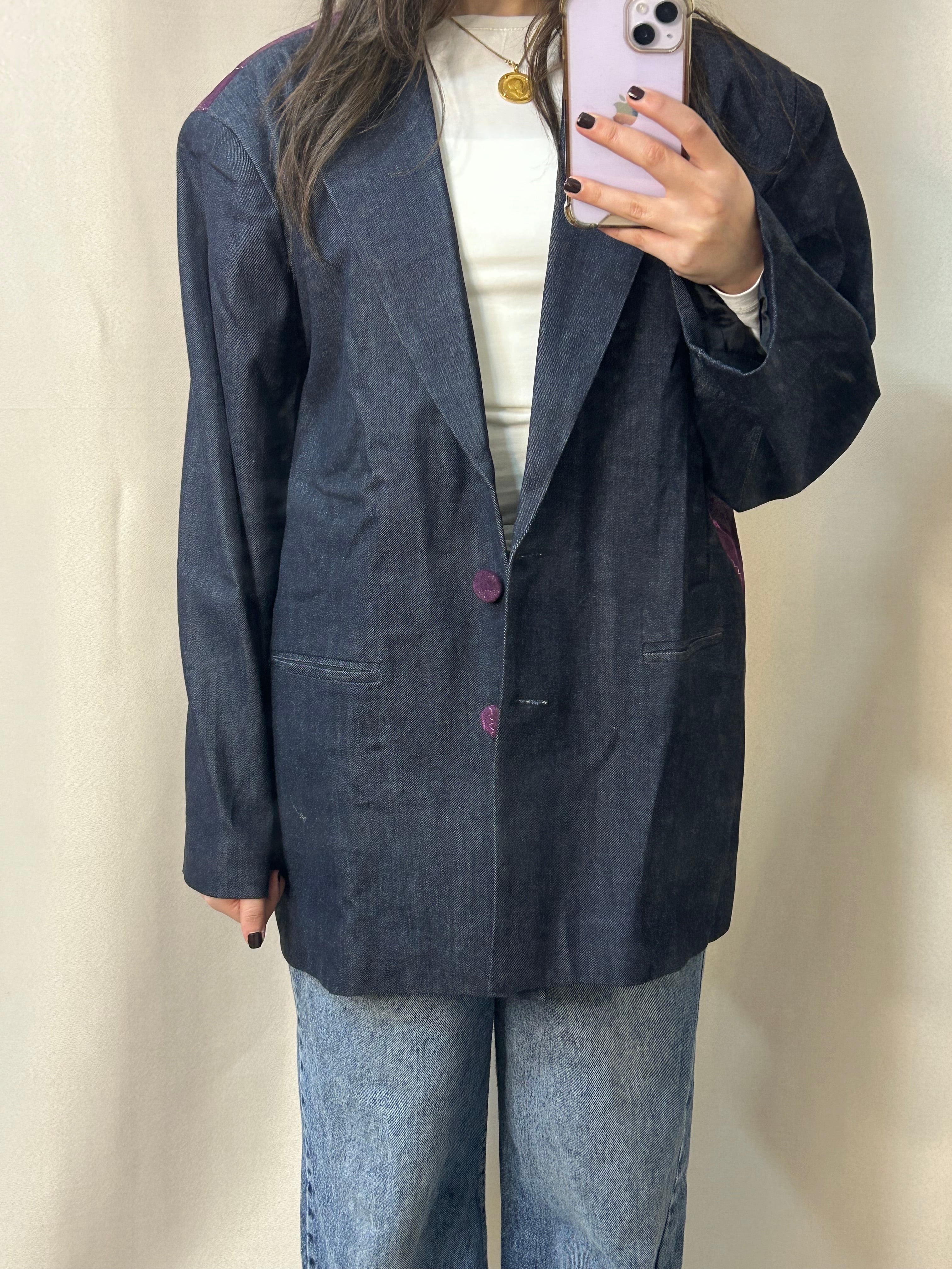 Denim Blazer x Suede Back