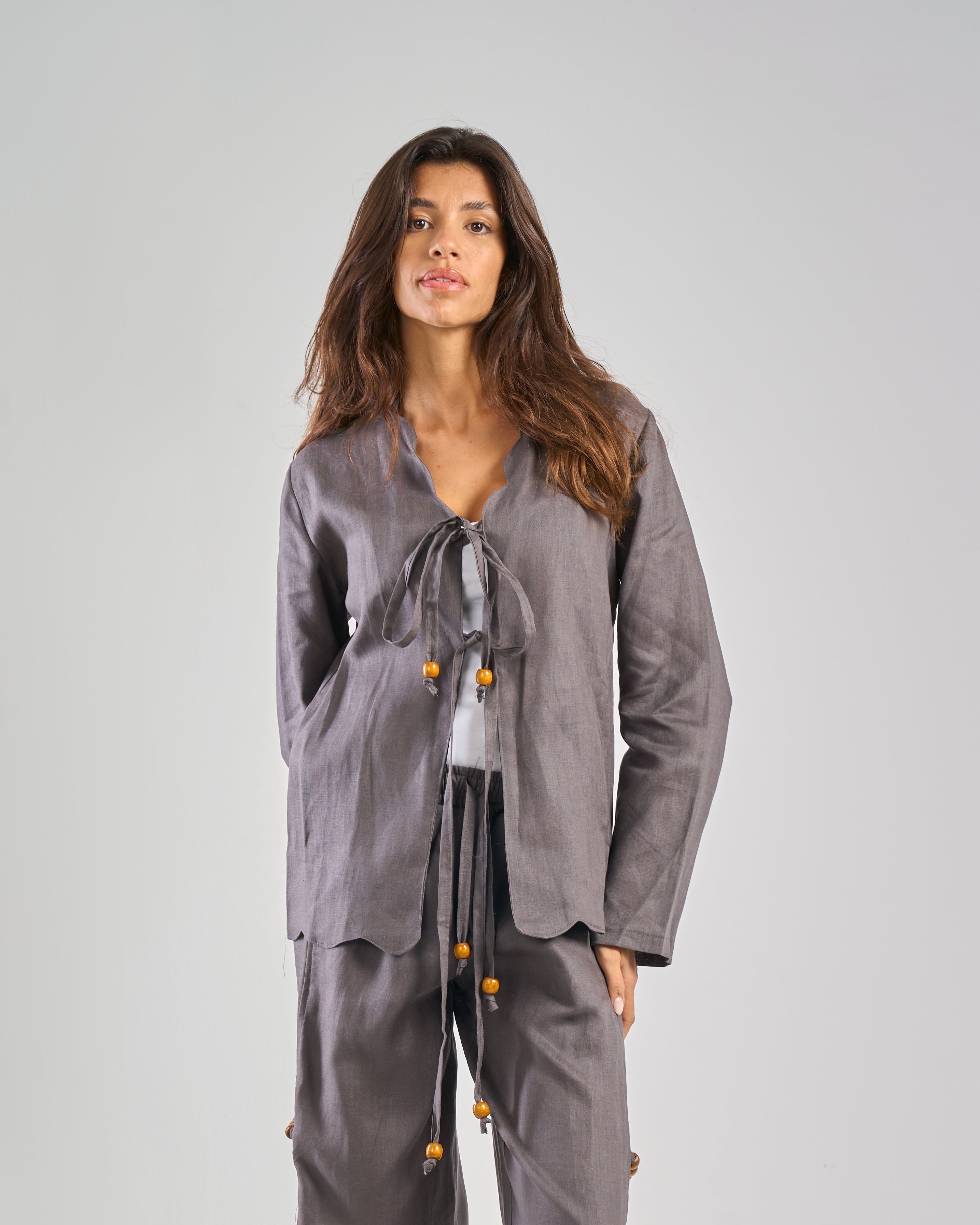 Pure Linen Top in Grey