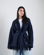 Star Knit Cardigan in Navy