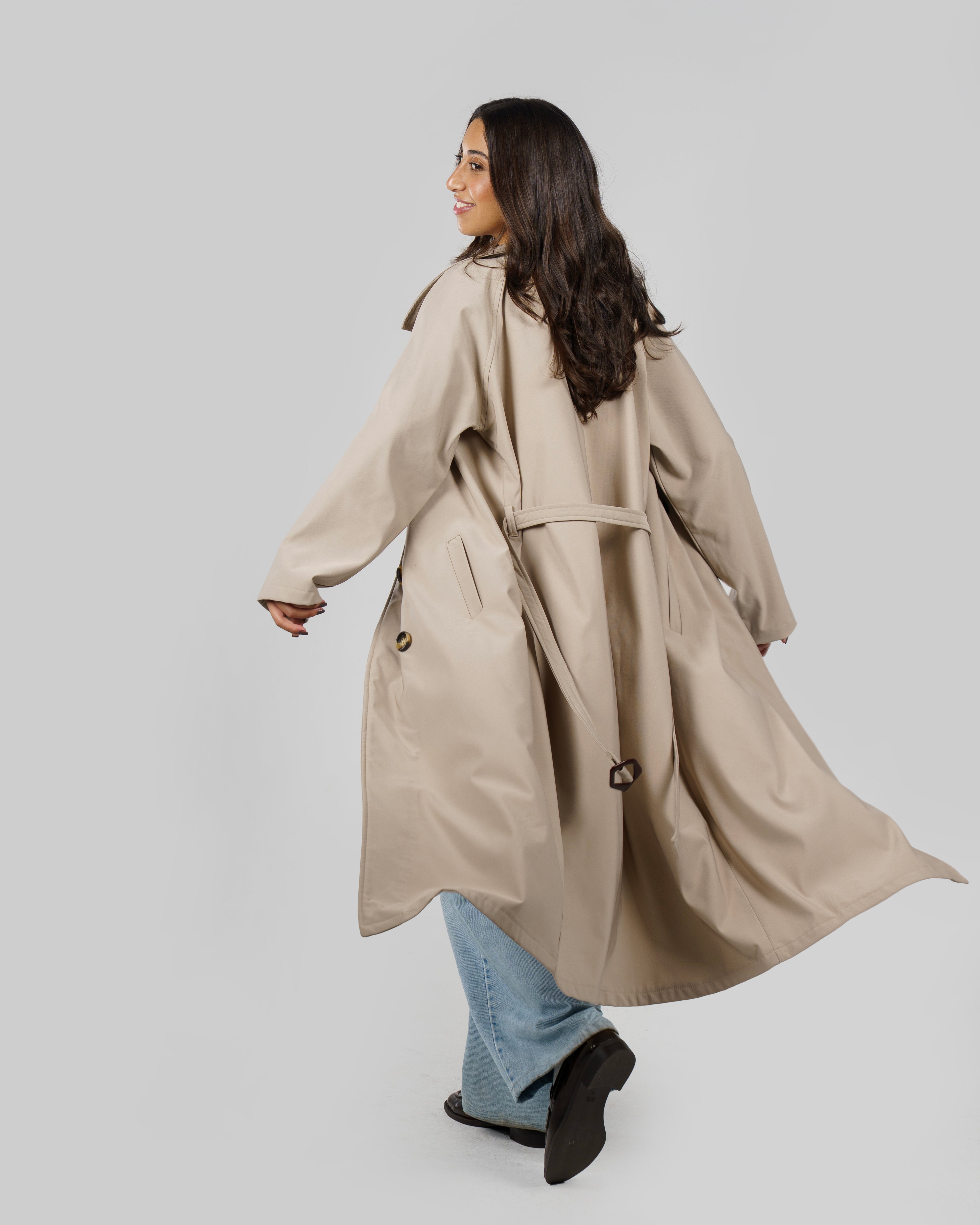 Oversized Trench Coat in Beige