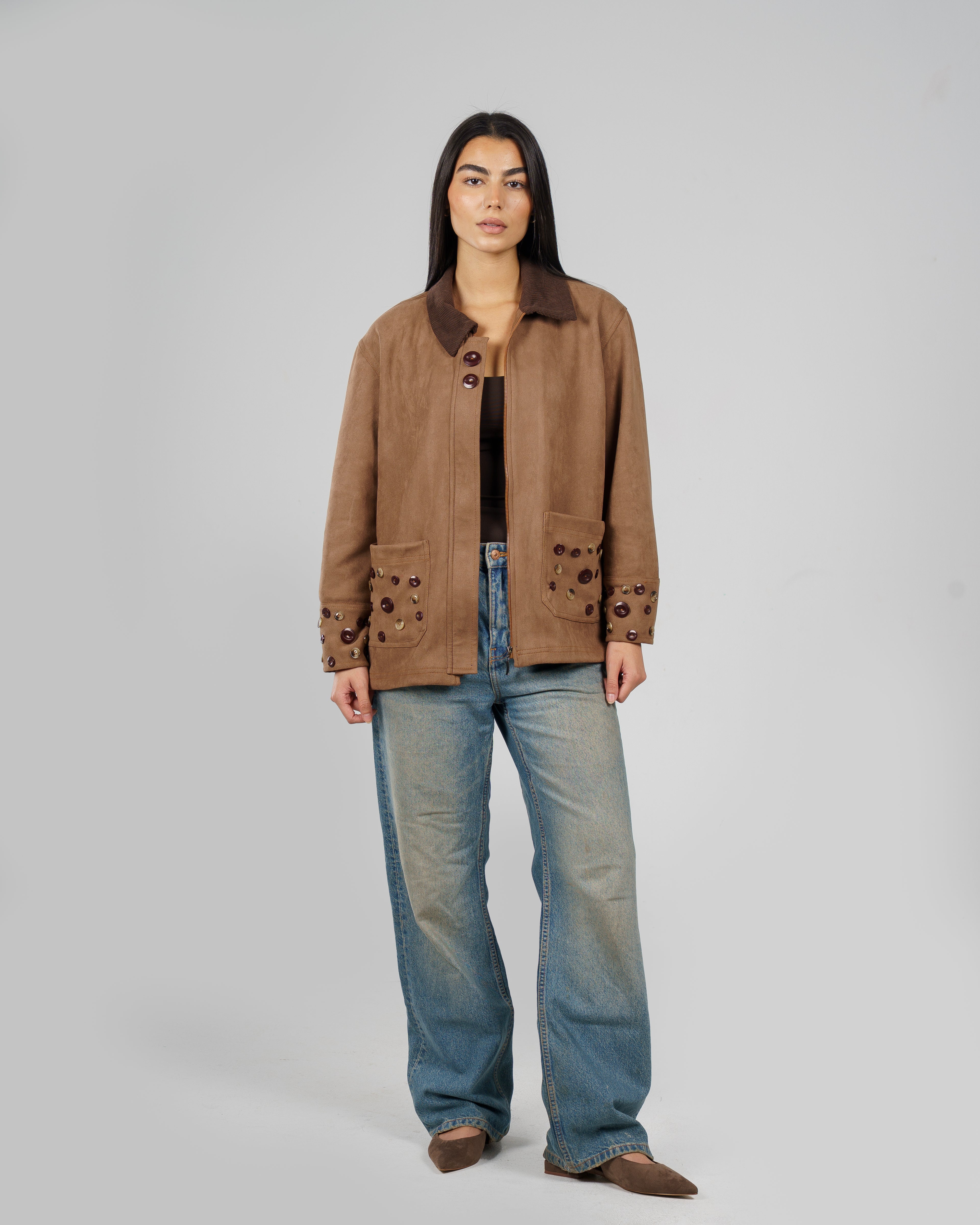 The Suede Buttoned Jacket