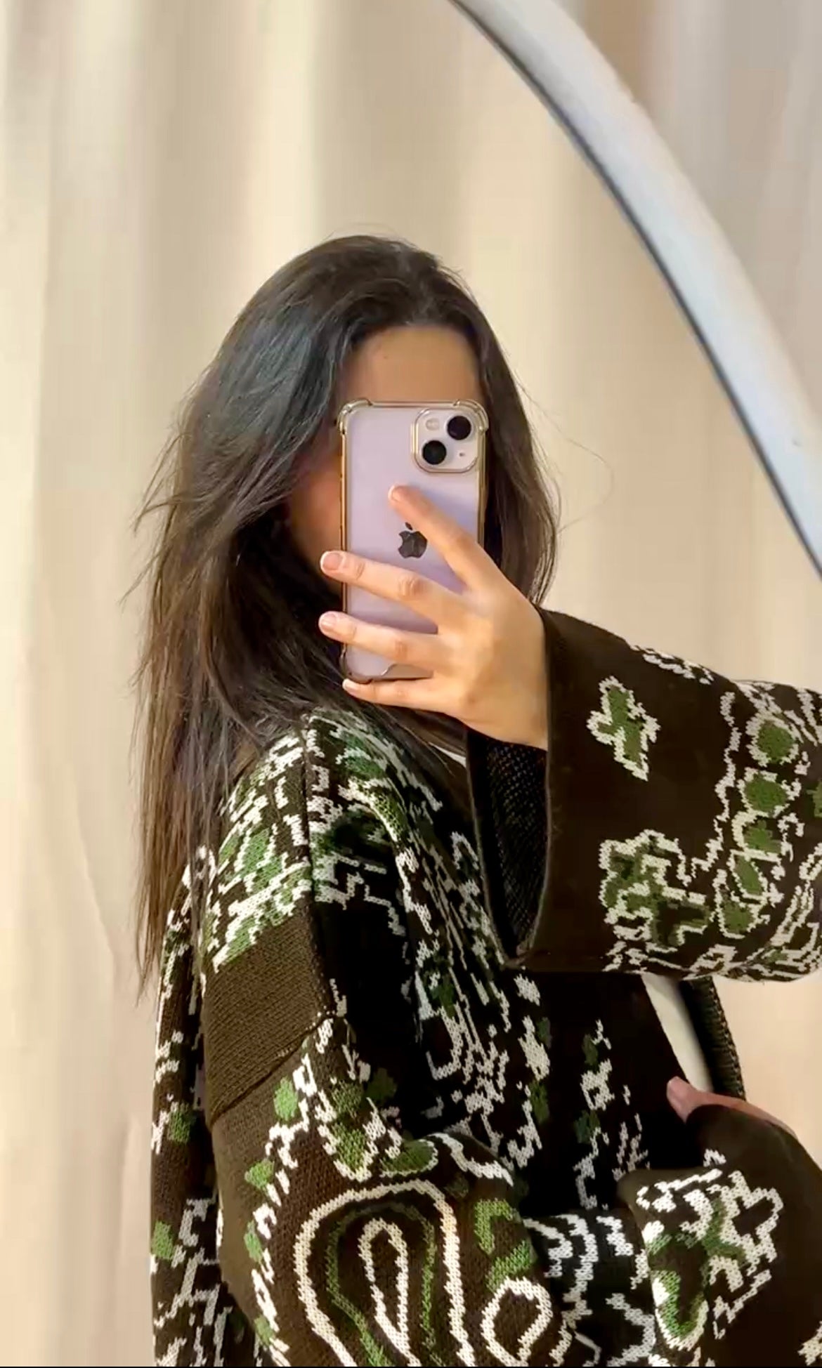 Patches Knit Cardigan in Brown