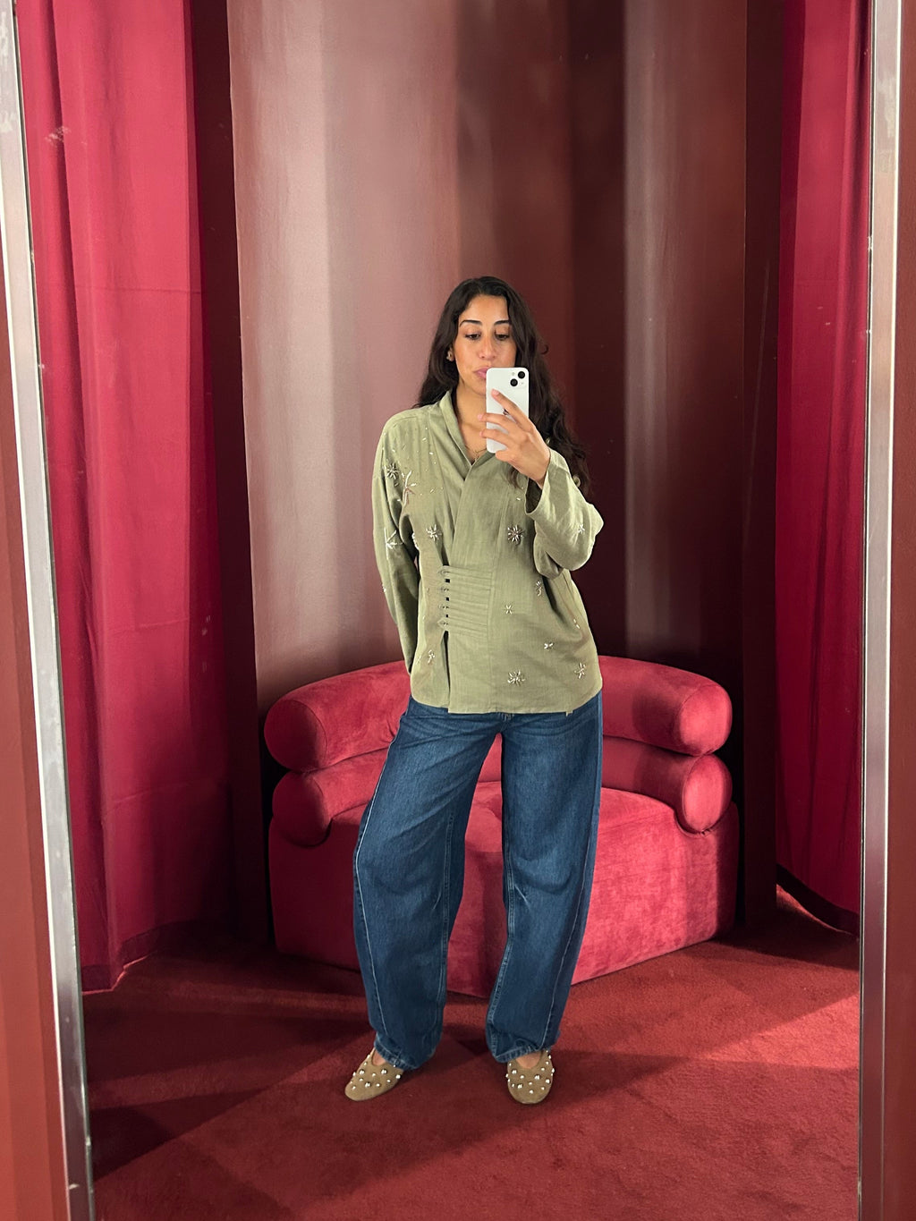 The Star Linen Top in Olive