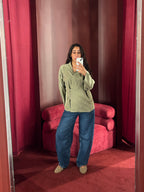 The Star Linen Top in Olive