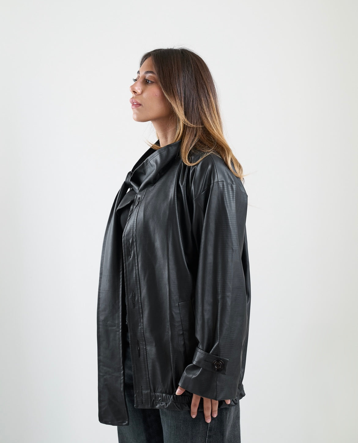 Leather Jacket with Scarf