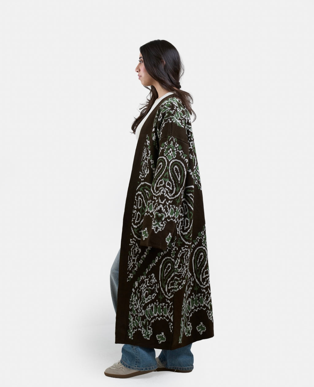 Patches Knit Cardigan in Brown