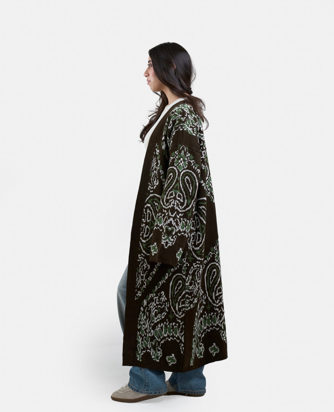 Patches Knit Cardigan in Brown