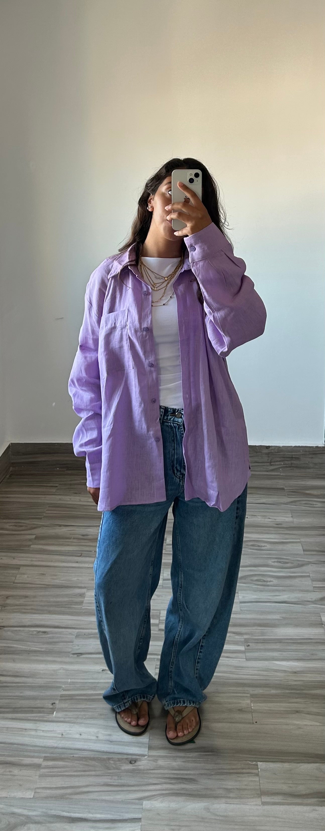 Pure Linen Shirt in Lilac