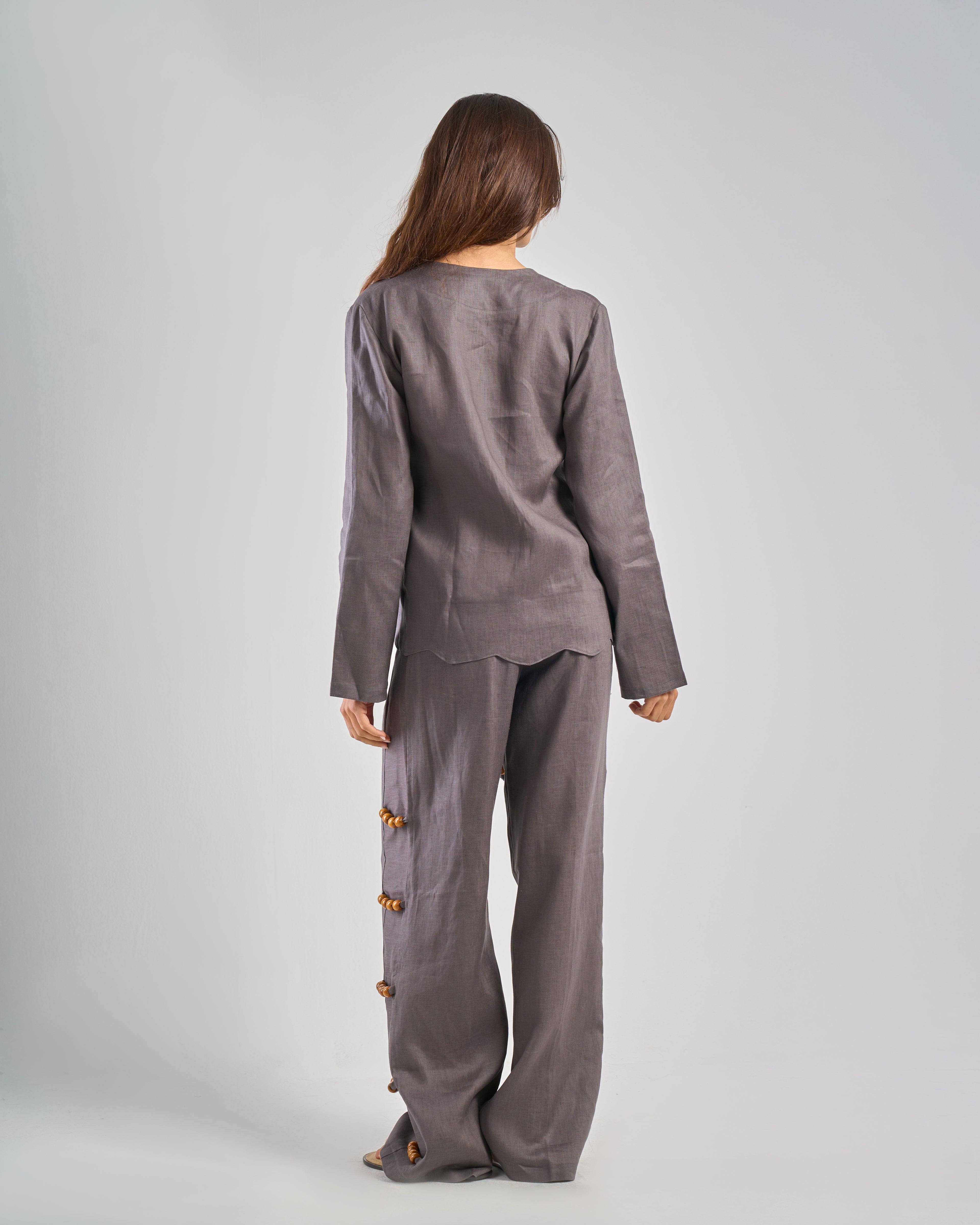 Pure Linen Pants in Grey