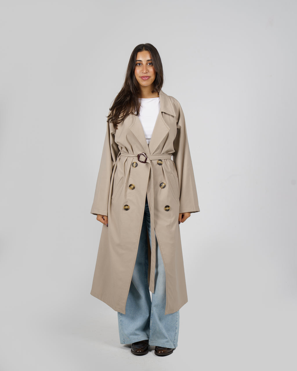 Oversized Trench Coat in Beige