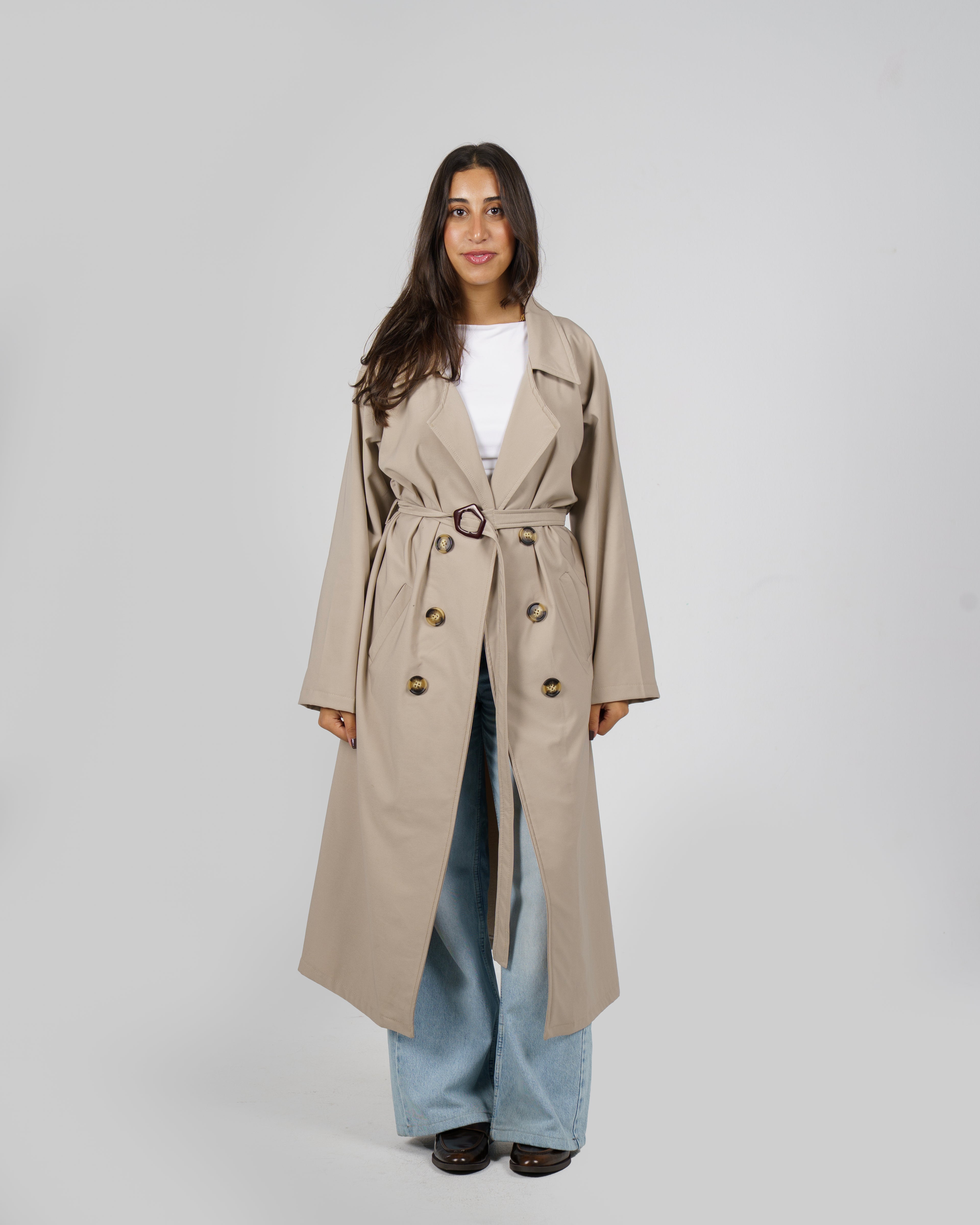Oversized Trench Coat in Beige