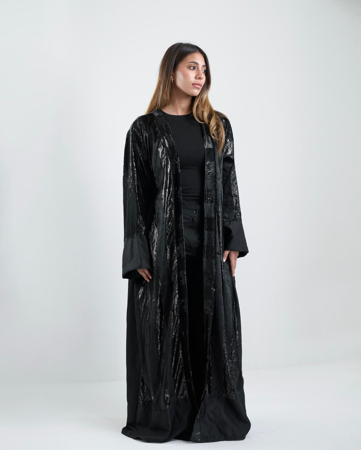 Shimmery Black Kaftan with Gabardine