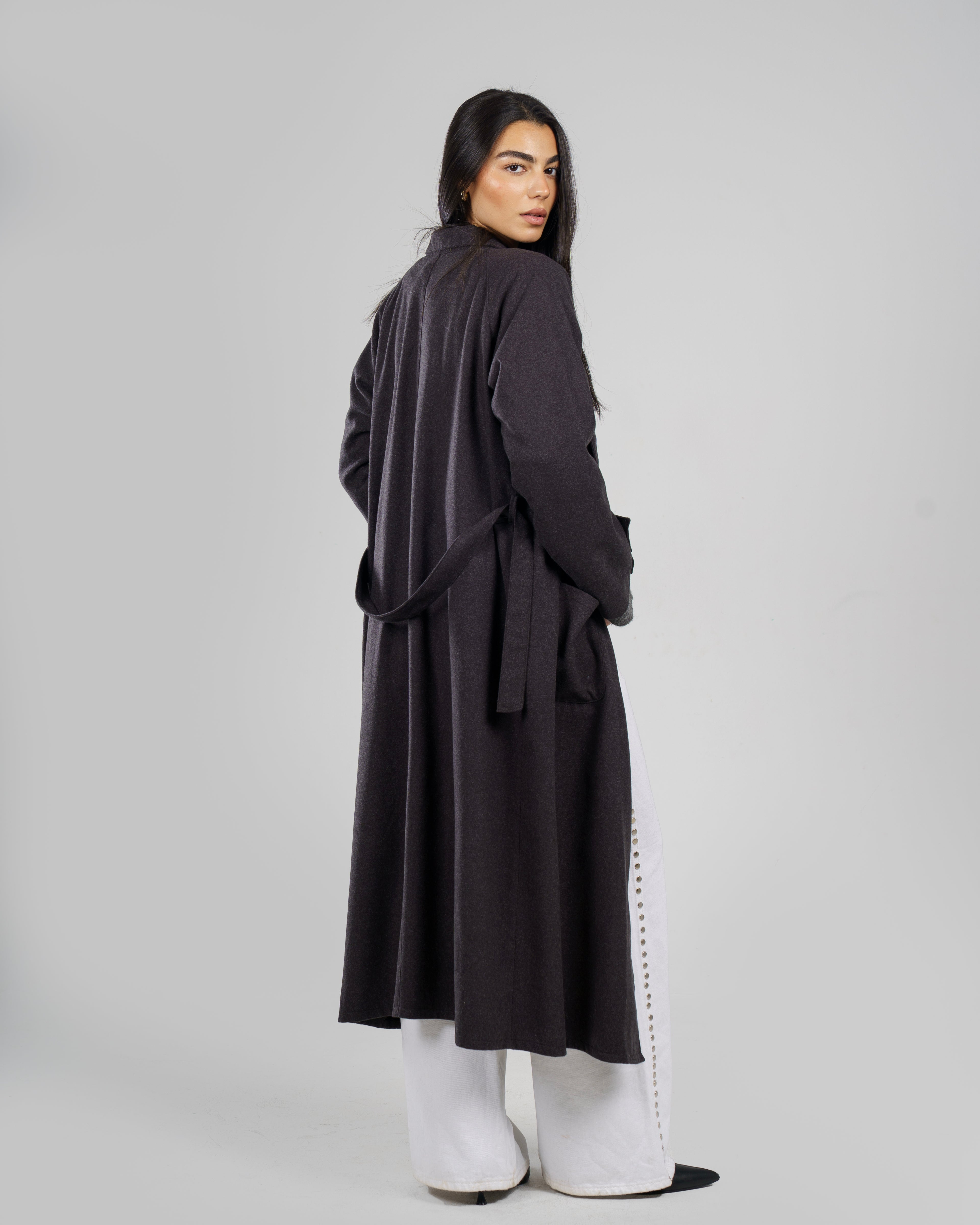 Wool Coat in Dark Grey