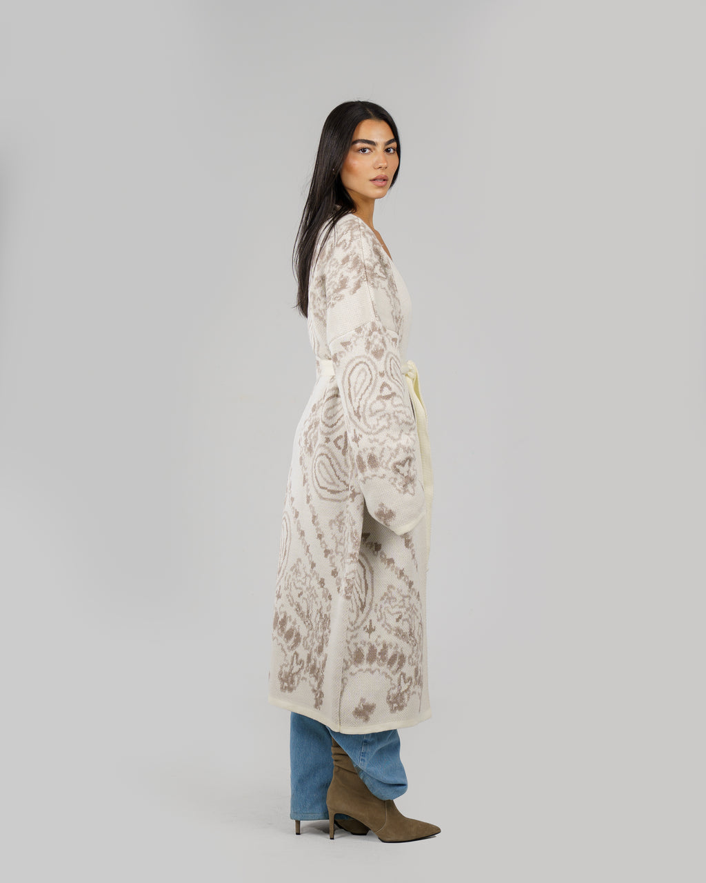 Patches Knit Cardigan in Creme