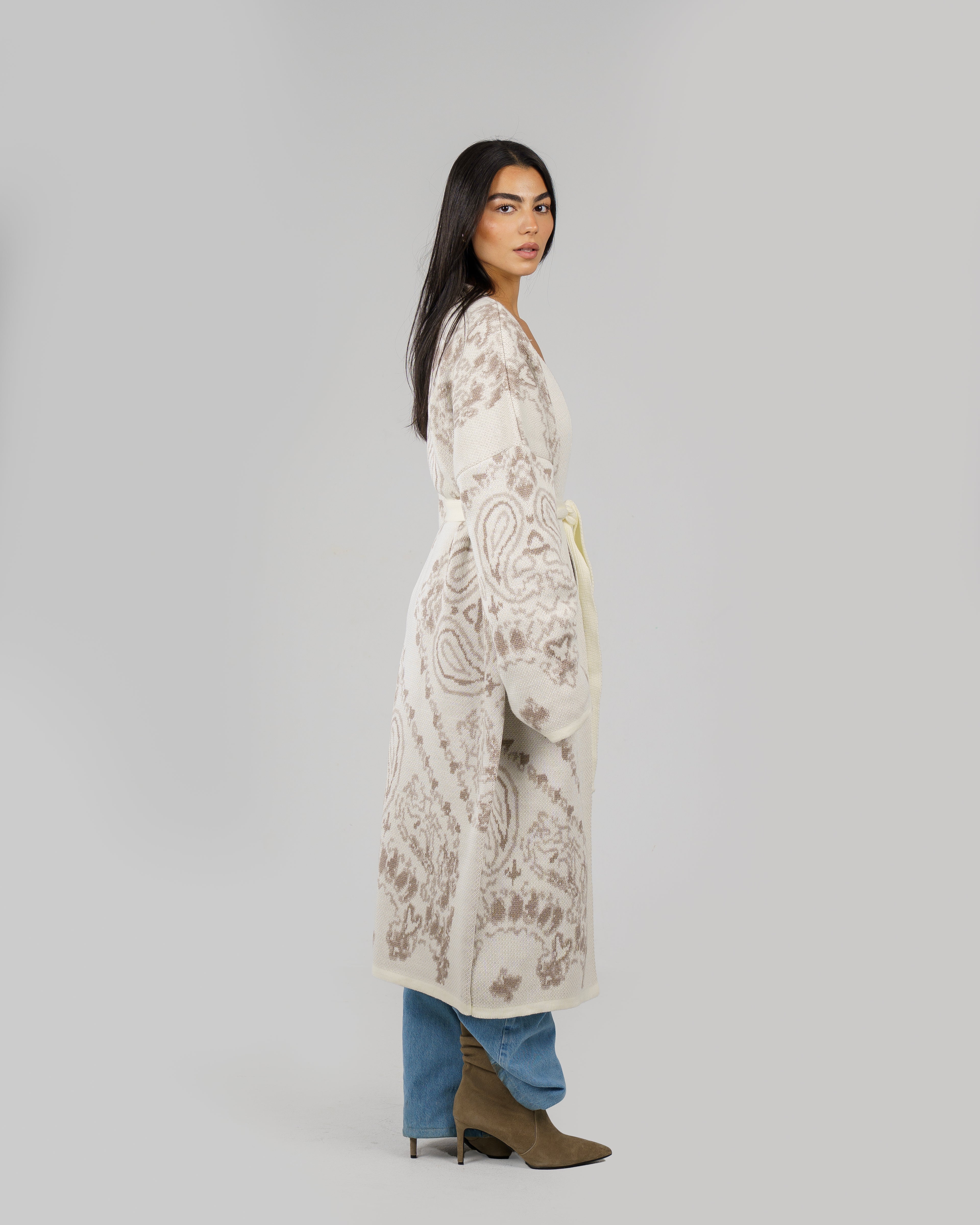 Patches Knit Cardigan in Creme