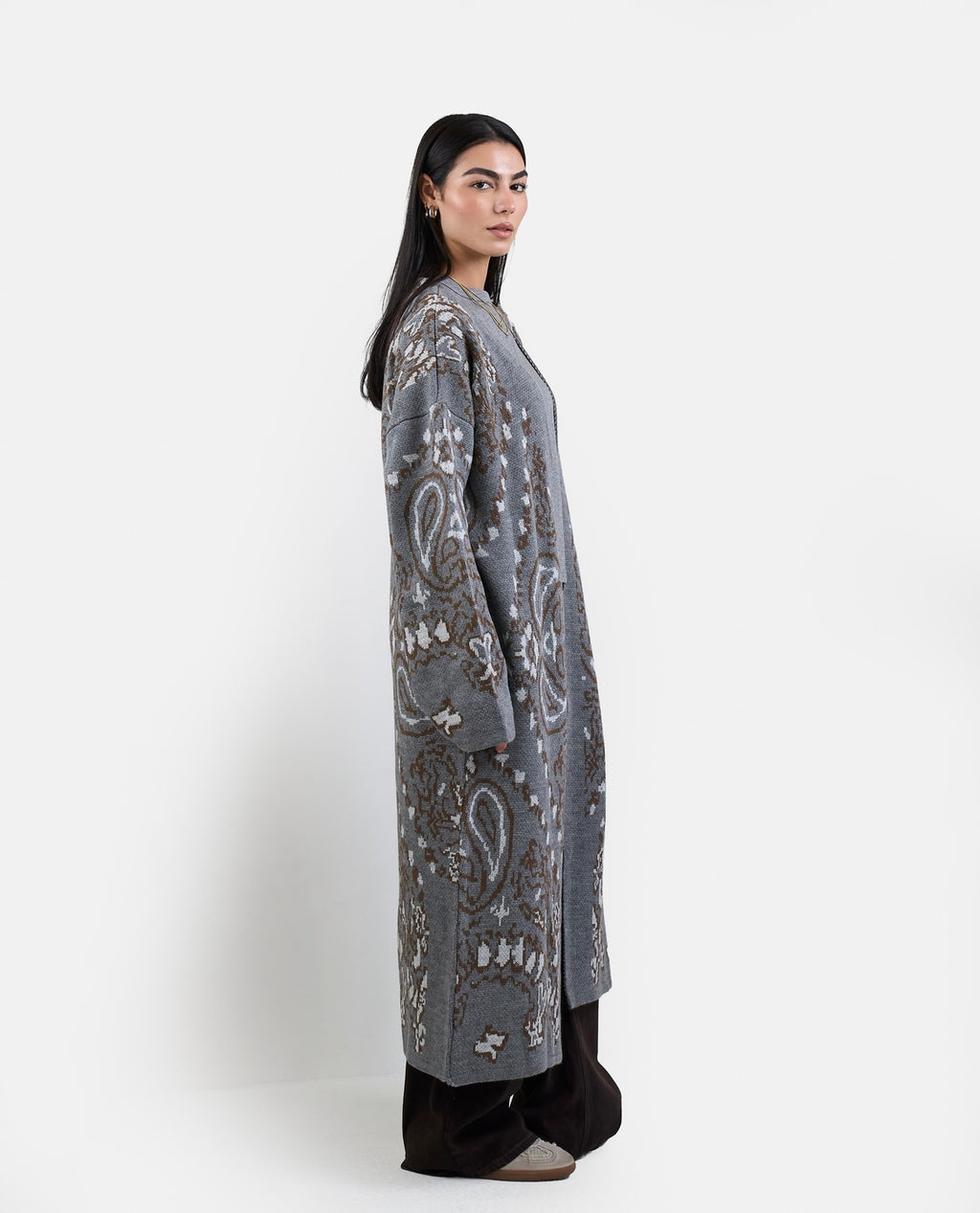 Patches Knit Cardigan in Grey
