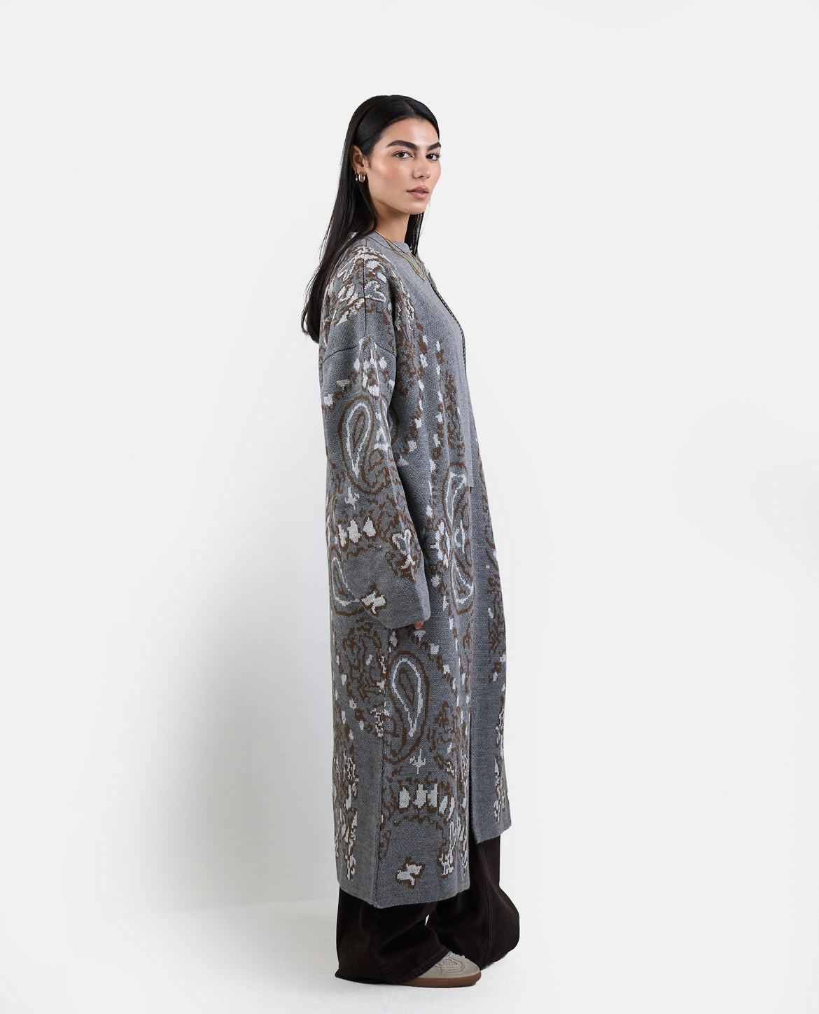 Patches Knit Cardigan in Grey