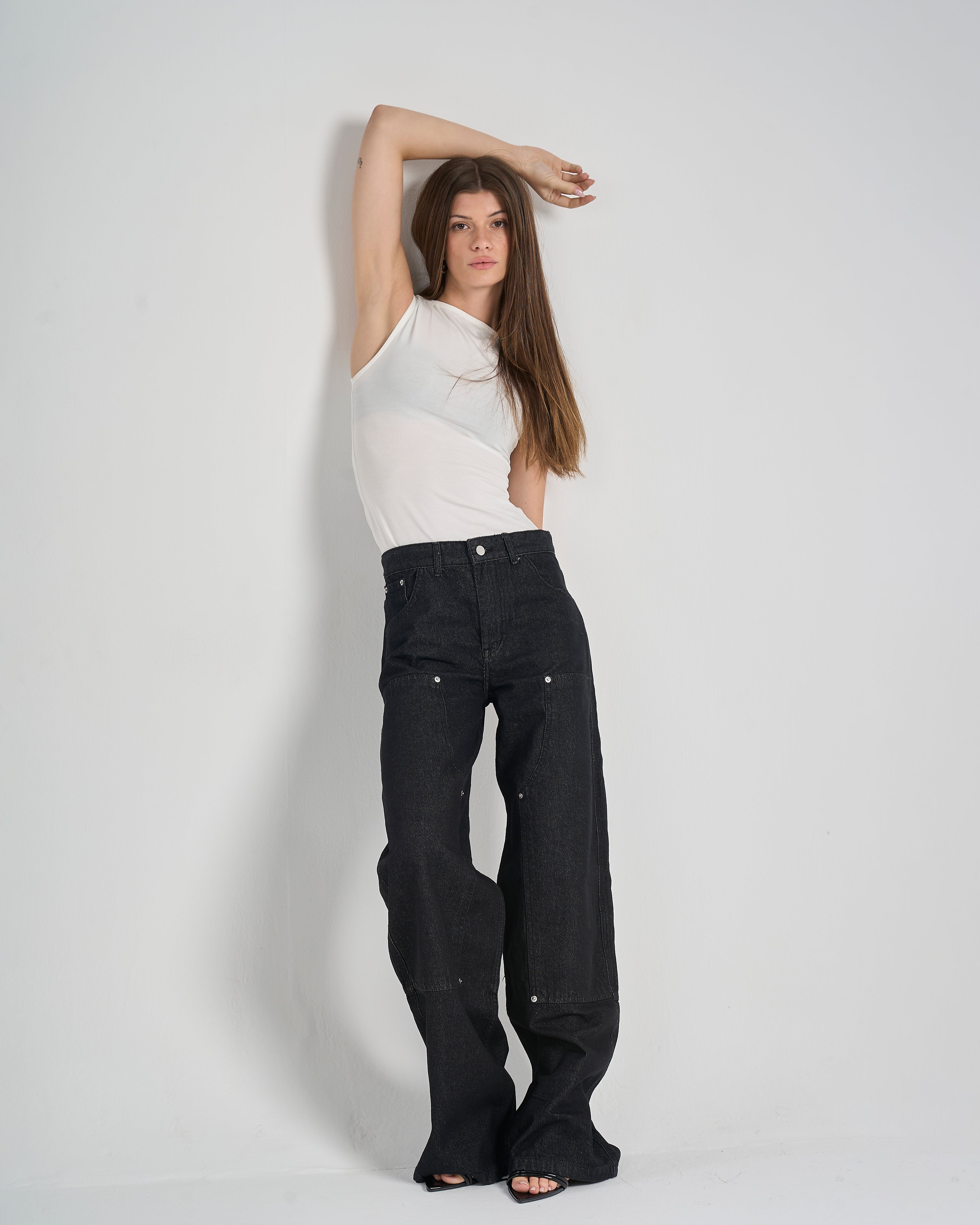 Straight Leg Raw Denim in Black