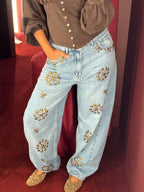 Boho Beaded Balloon Denim in Light