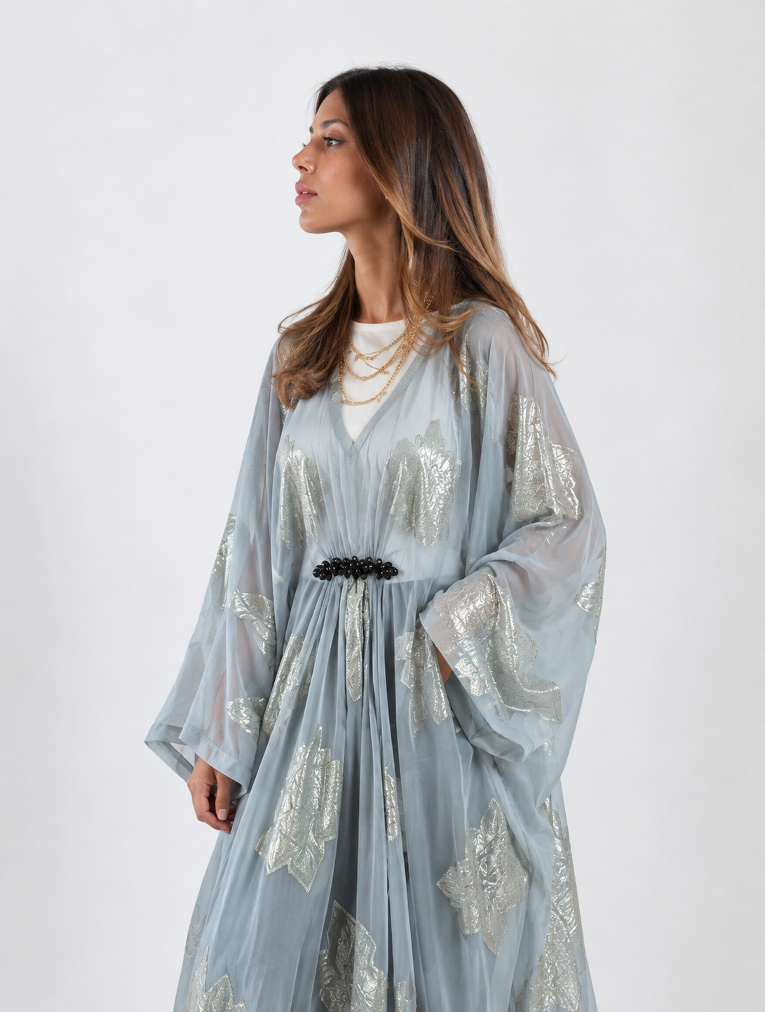 Silver Kaftan Dress