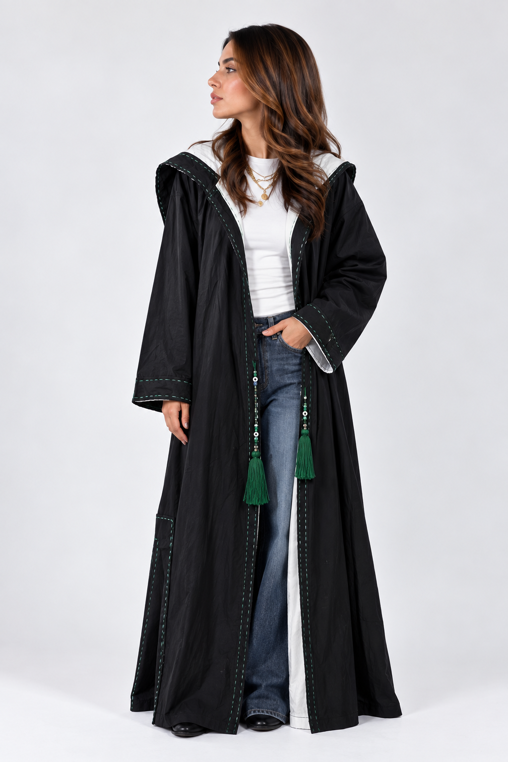 Denim Green Lining Kaftan