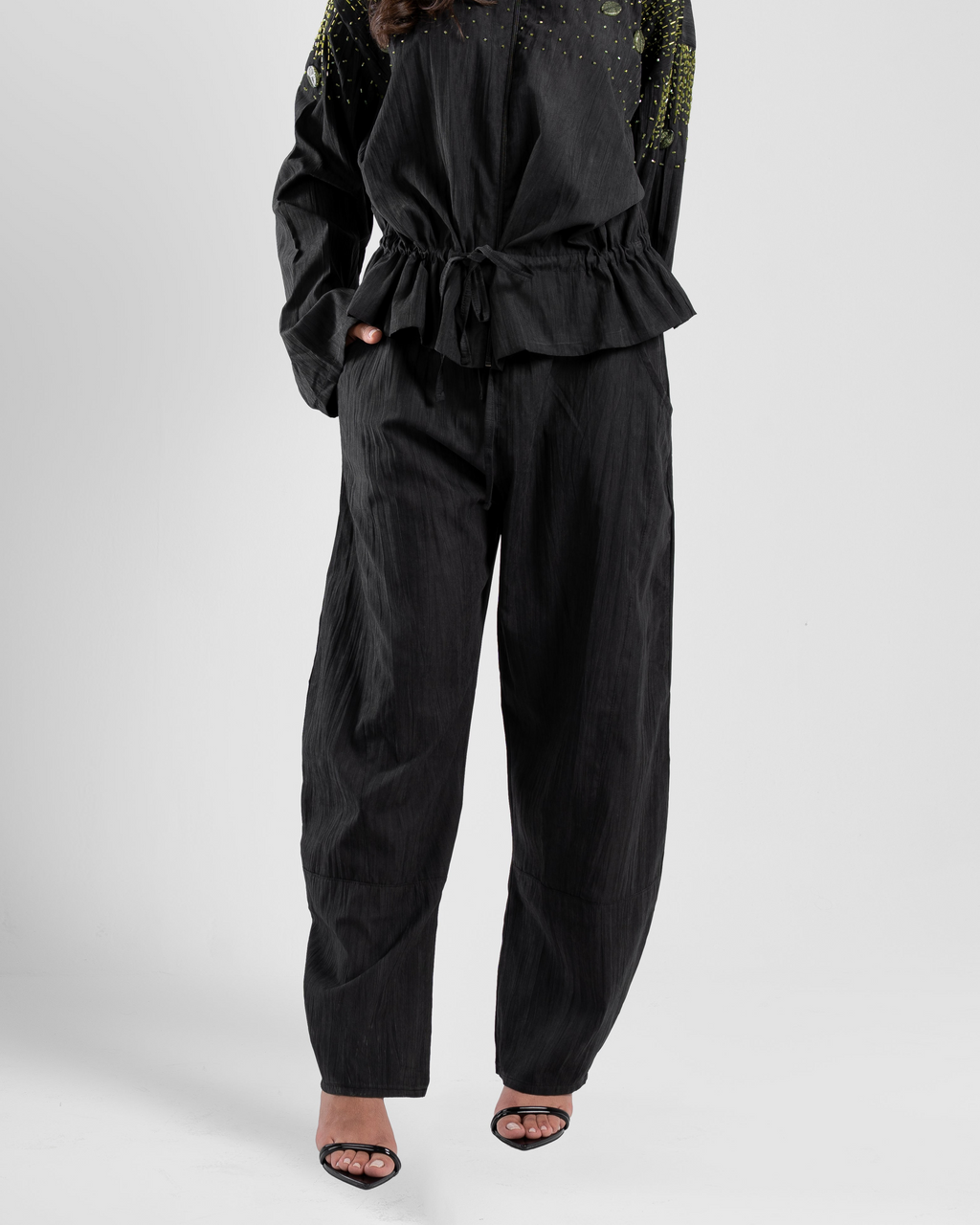 The Beaded Balloon Pants in Black
