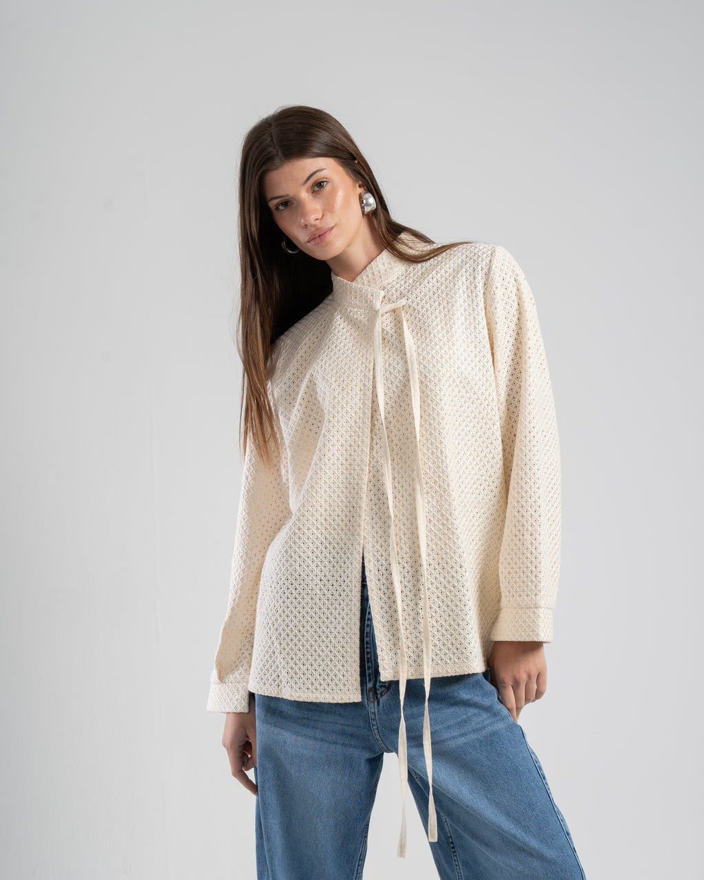 The Mandarin Top in Beige