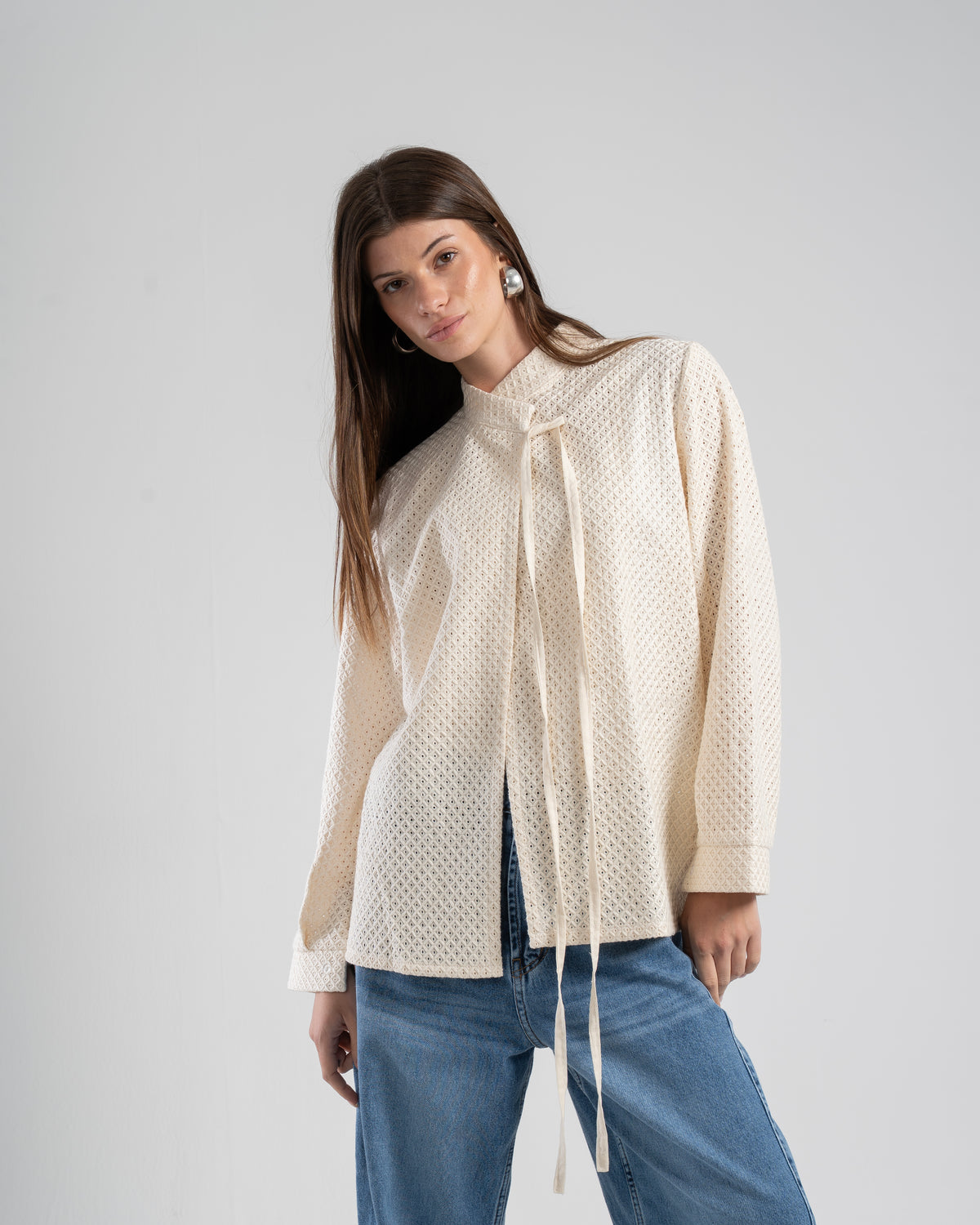 The Mandarin Top in Beige