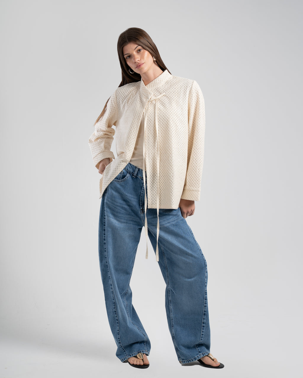 The Mandarin Top in Beige