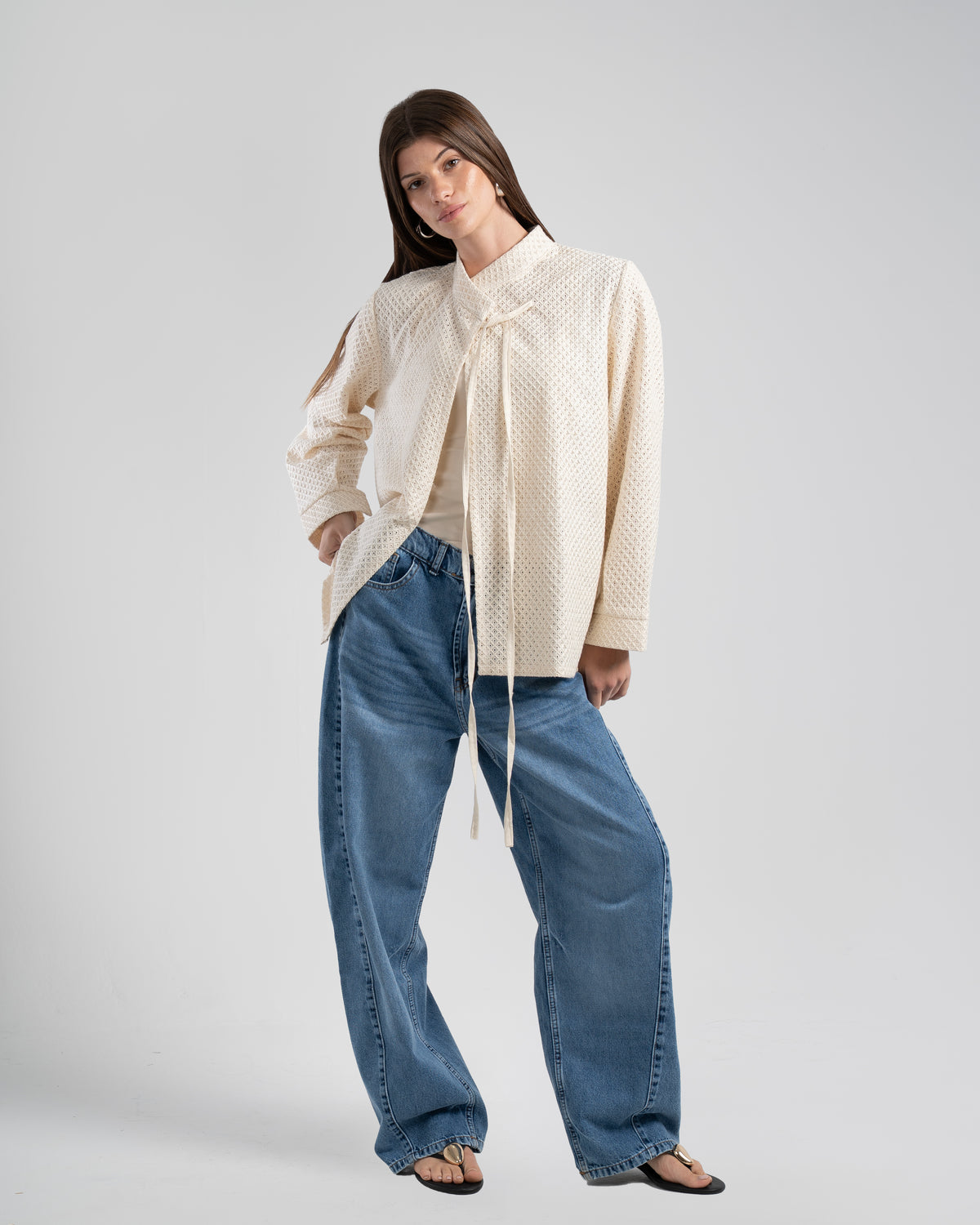 The Mandarin Top in Beige