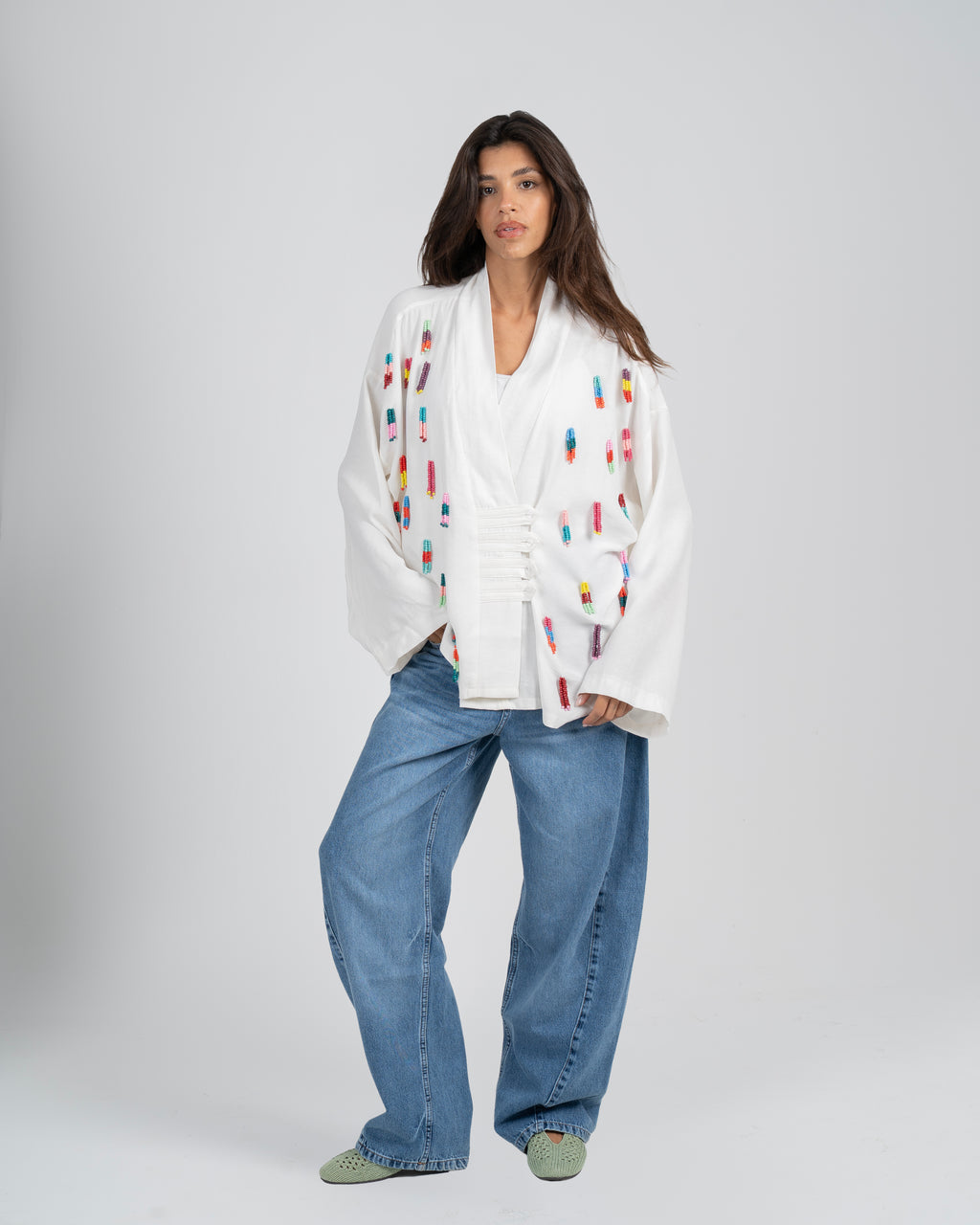 The Beads Linen Top