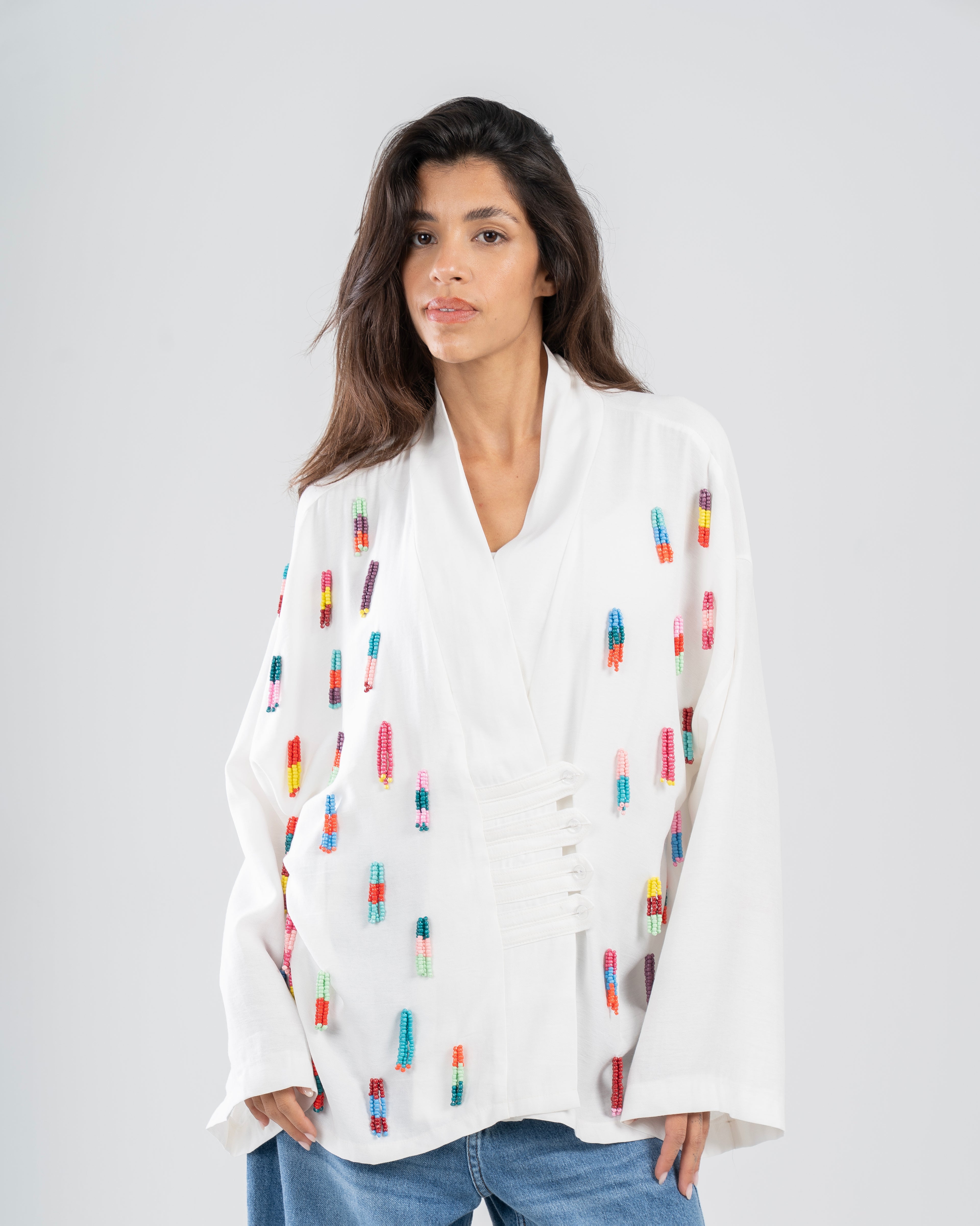The Beads Linen Top