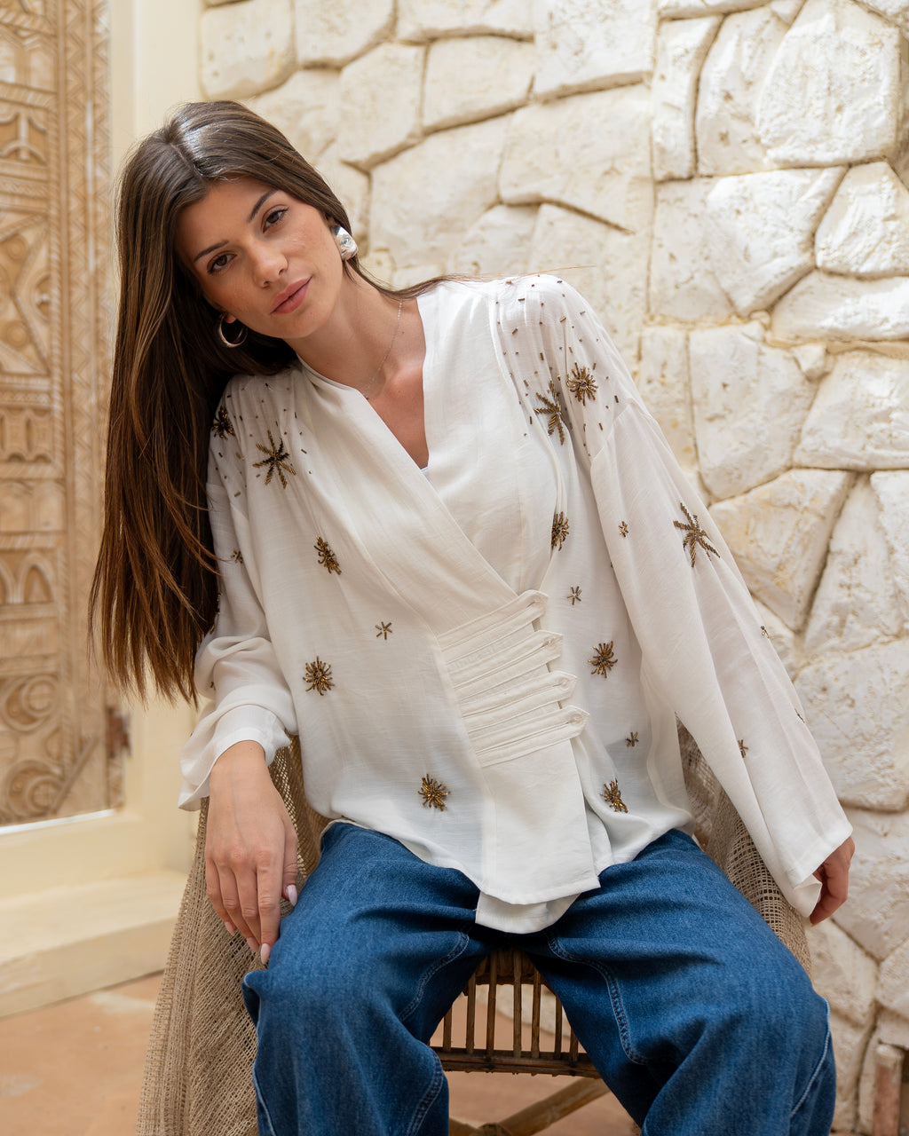 The Star Linen Top in White