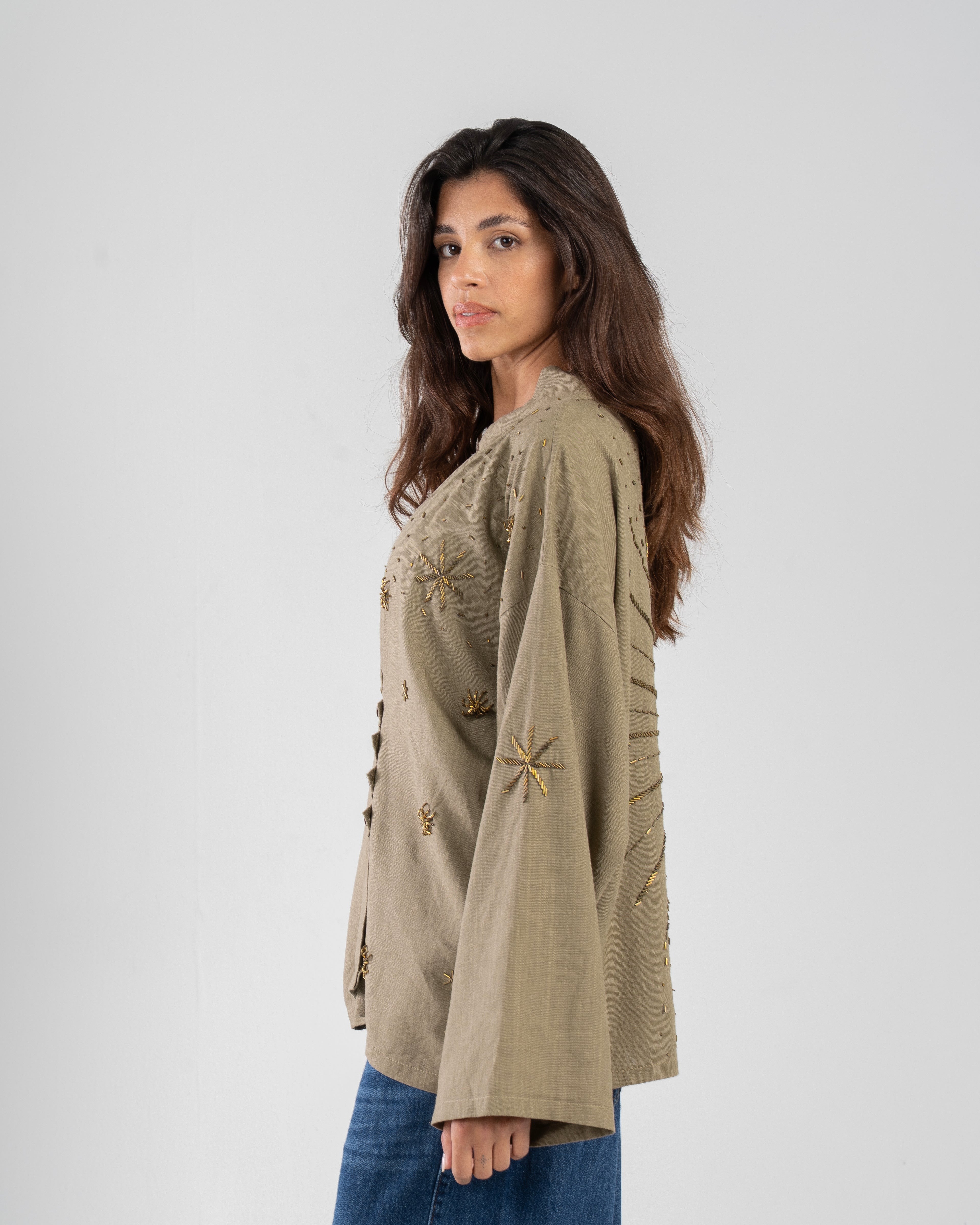 The Star Linen Top in Olive
