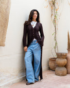 The Crochet Cardigan in Brown