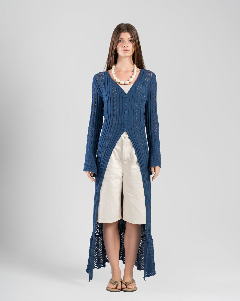 The Crochet Cardigan in Blue