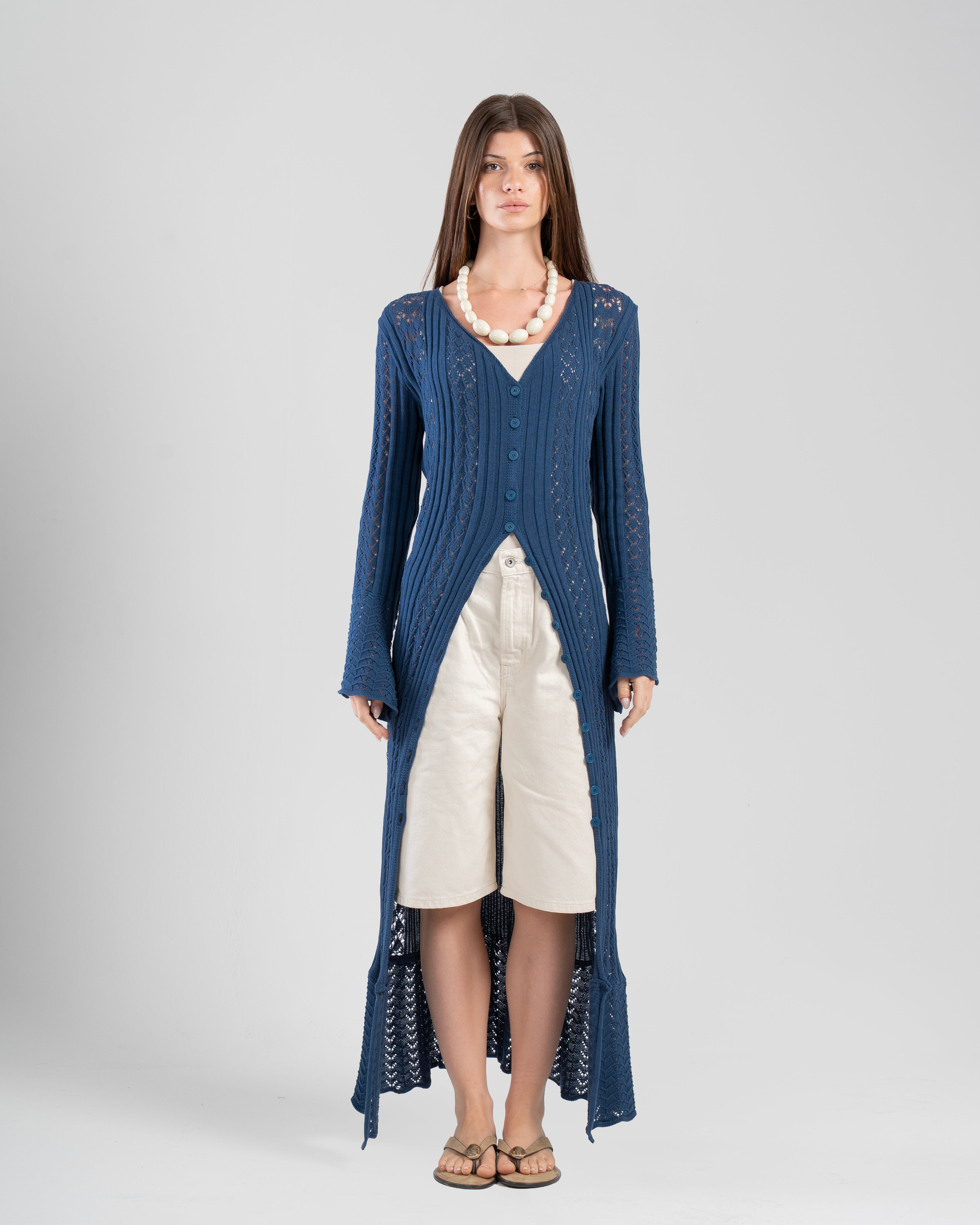 The Crochet Cardigan in Blue