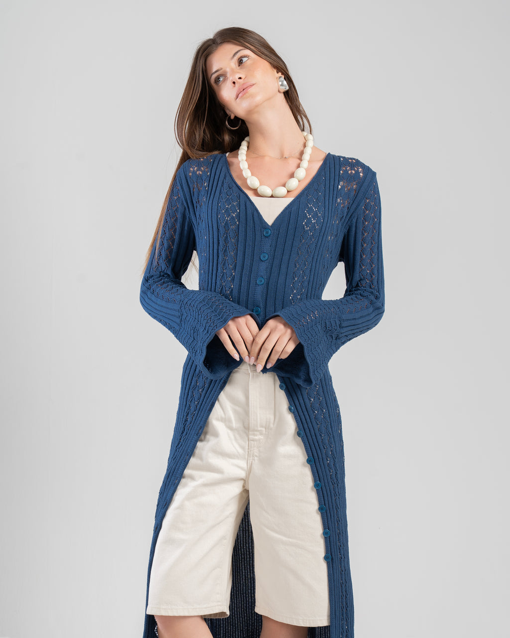 The Crochet Cardigan in Blue