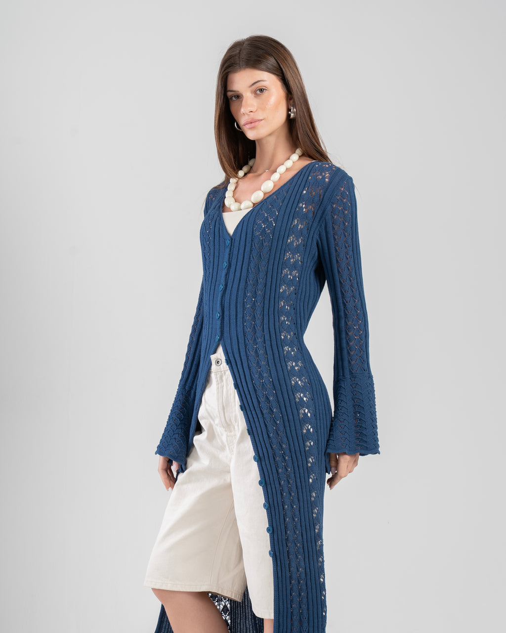 The Crochet Cardigan in Blue