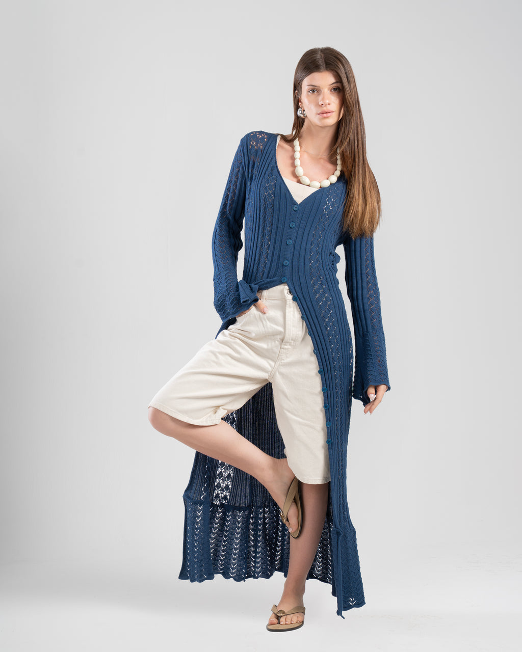 The Crochet Cardigan in Blue
